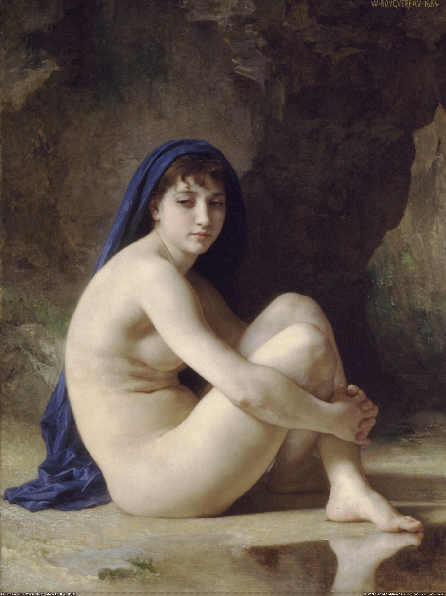 (1884) Baigneuse Accroupie - William Adolphe Bouguereau (in William Adolphe Bouguereau paintings (1825-1905))