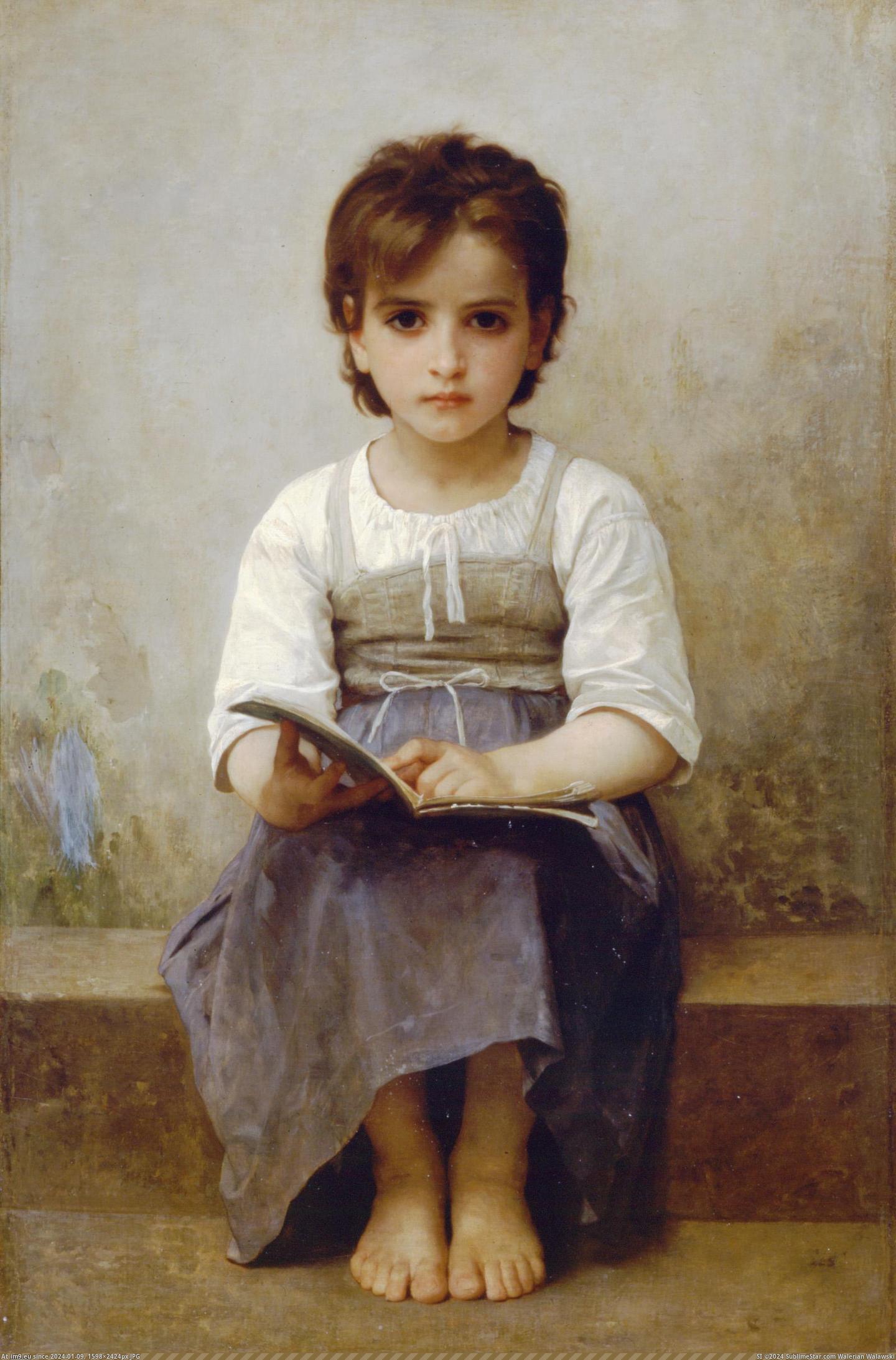 (1884) La Leton Difficile - William Adolphe Bouguereau (in William Adolphe Bouguereau paintings (1825-1905))