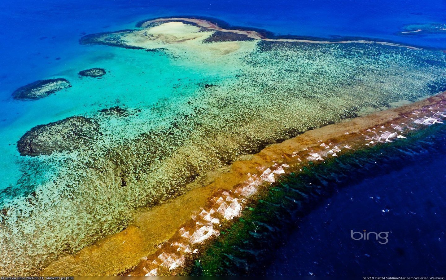 Aerial view, New Caledonia Barrier Reef, near Noumea, New Caledonia (in Bing Photos November 2012)