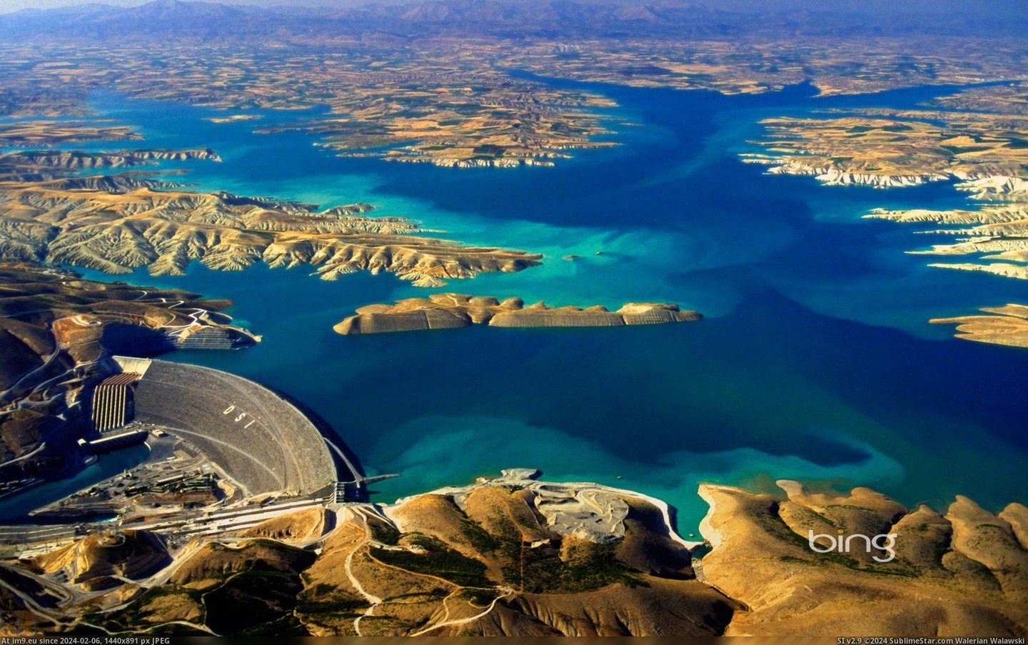 Aerial view of the Atatürk Dam on the Euphrates River, Turkey (Corbis) 2013-03-18 (in Best photos of March 2013)