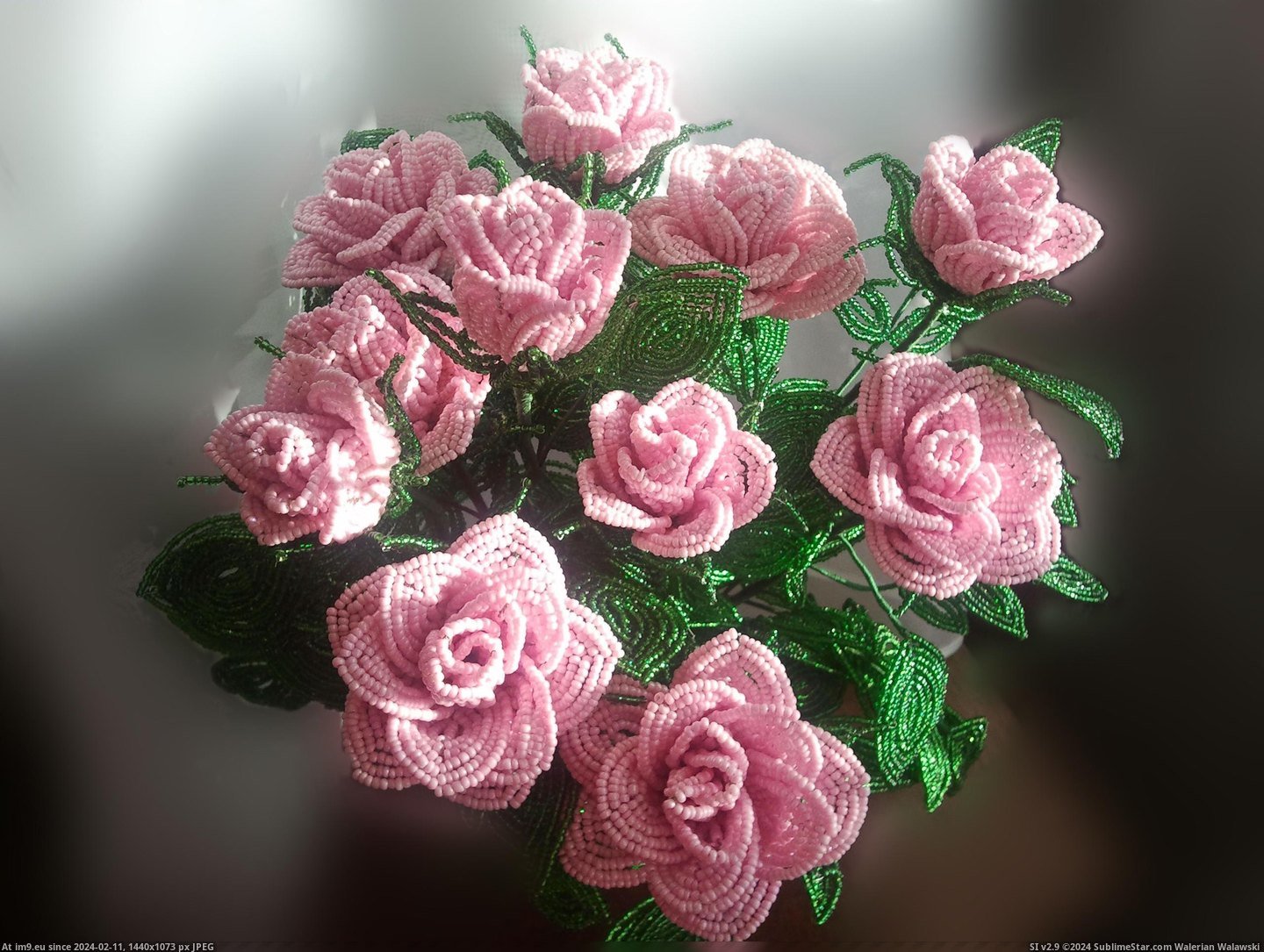 #Pink #Flowers #Bead #Roses #Craft Bead craft - flowers, pink roses Pic. (Image of album Random images))