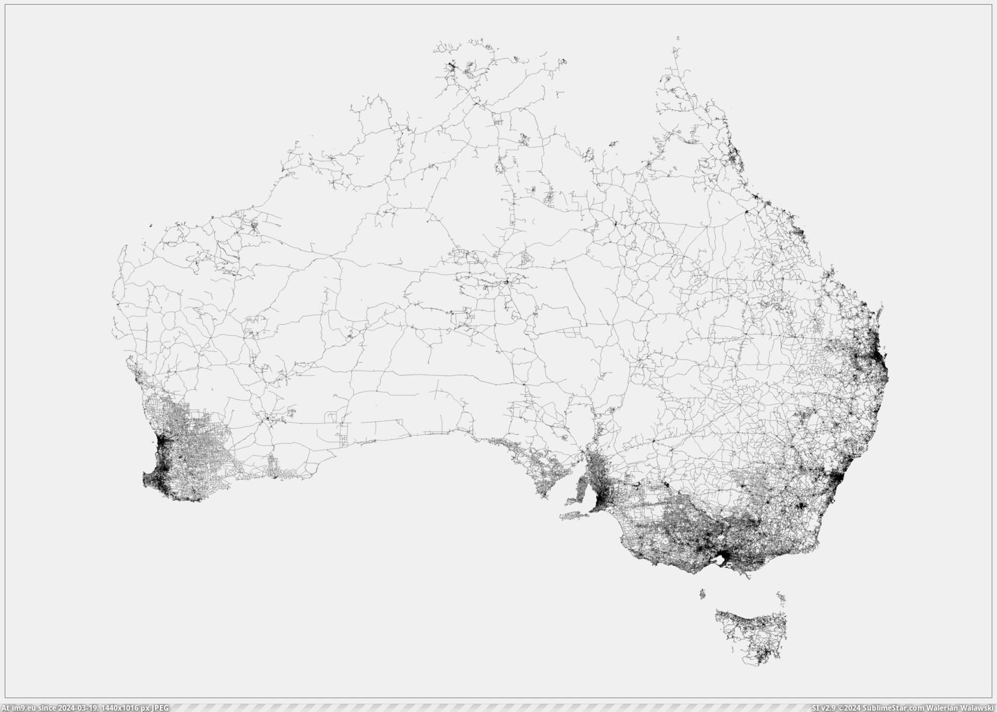 #Australia  #Streets [Dataisbeautiful] All the streets in Australia - and nothing else. [OC] Pic. (Image of album My r/DATAISBEAUTIFUL favs))