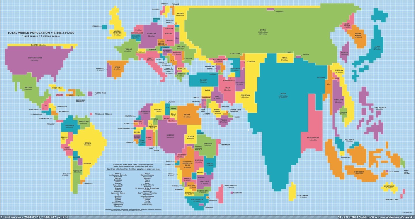 #World #Population #Shown #Map [Dataisbeautiful] Map of the world shown by population Pic. (Obraz z album My r/DATAISBEAUTIFUL favs))