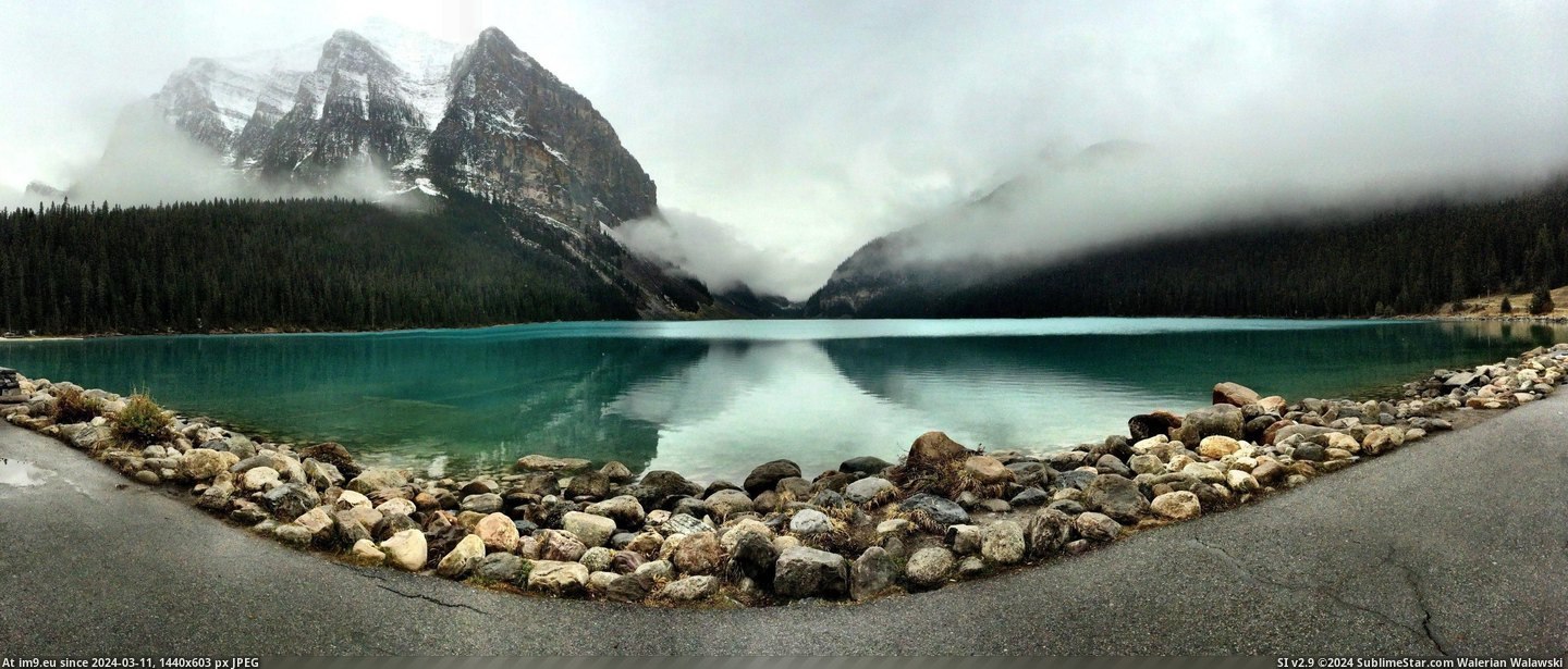 #Day #Year #Lake #Louise #Foggy #5820x2458 #Weekend #Alberta #Snowy [Earthporn] Foggy Day during the First Snowy Weekend of the Year in Lake Louise, Alberta [OC] [5820x2458] Pic. (Bild von album My r/EARTHPORN favs))