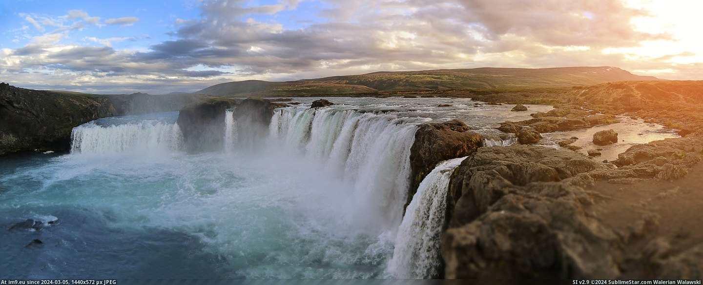 #Iceland #Godafoss #Panorama [Earthporn] Panorama of the Godafoss, Iceland [8599×3426] [OC] Pic. (Изображение из альбом My r/EARTHPORN favs))