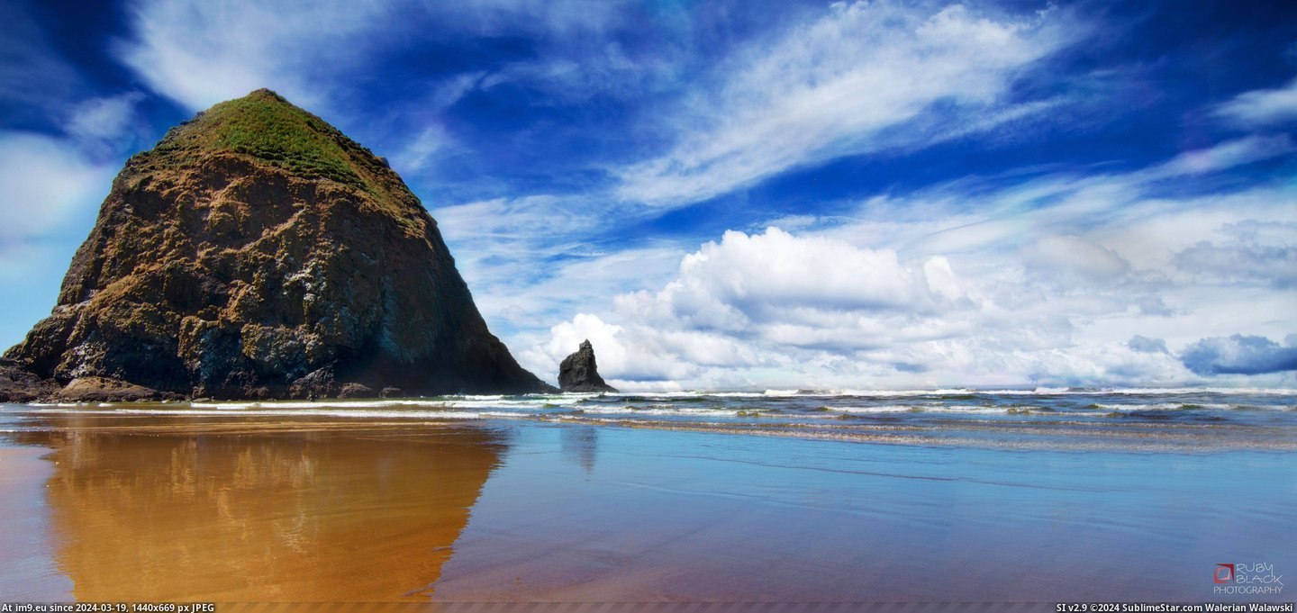 #Day #Beach #Cannon #Oregon #Haystack #Perfect #Rock [Earthporn] Perfect day at Haystack Rock - Cannon Beach, Oregon [8164x3815] Pic. (Obraz z album My r/EARTHPORN favs))