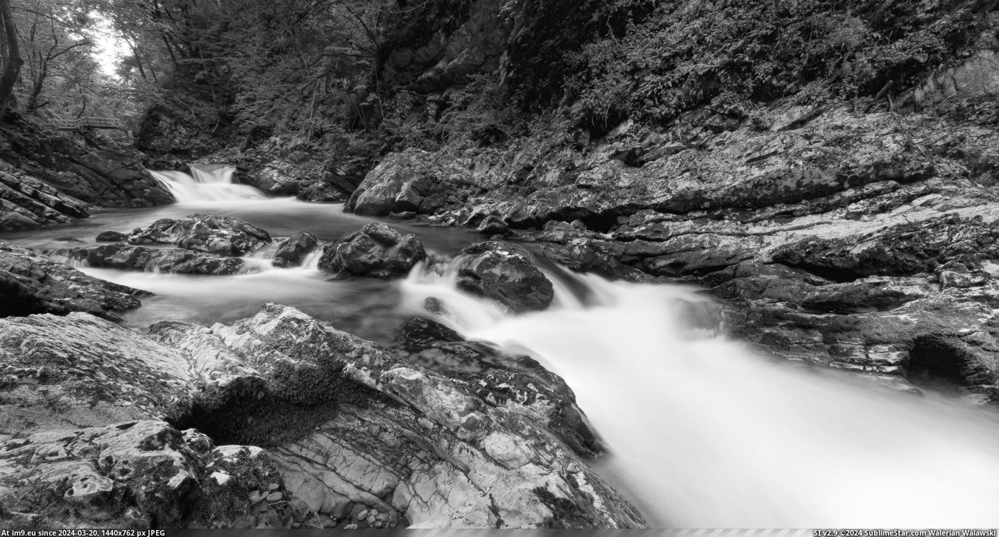 #Gorge  #Slovenia [Earthporn] Slovenia looks even nicer in B&W (Vintgar Gorge) [OC] [3000x1599] Pic. (Obraz z album My r/EARTHPORN favs))