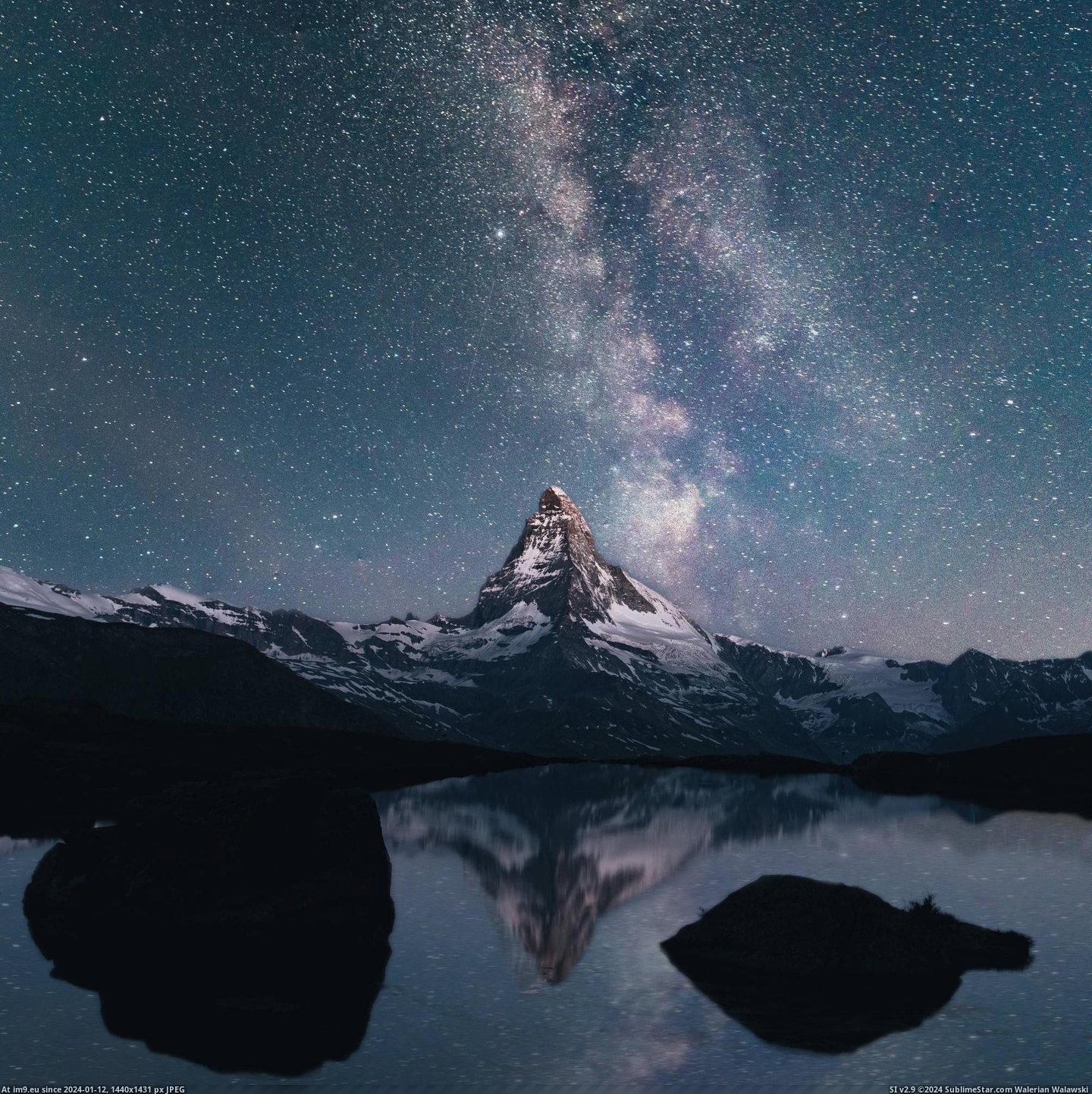 #Time #Night #Matterhorn #Lake #Switzerland [Earthporn] The Matterhorn at Night Time. Stelli Lake, Switzerland.  [2008x2008] Pic. (Image of album My r/EARTHPORN favs))