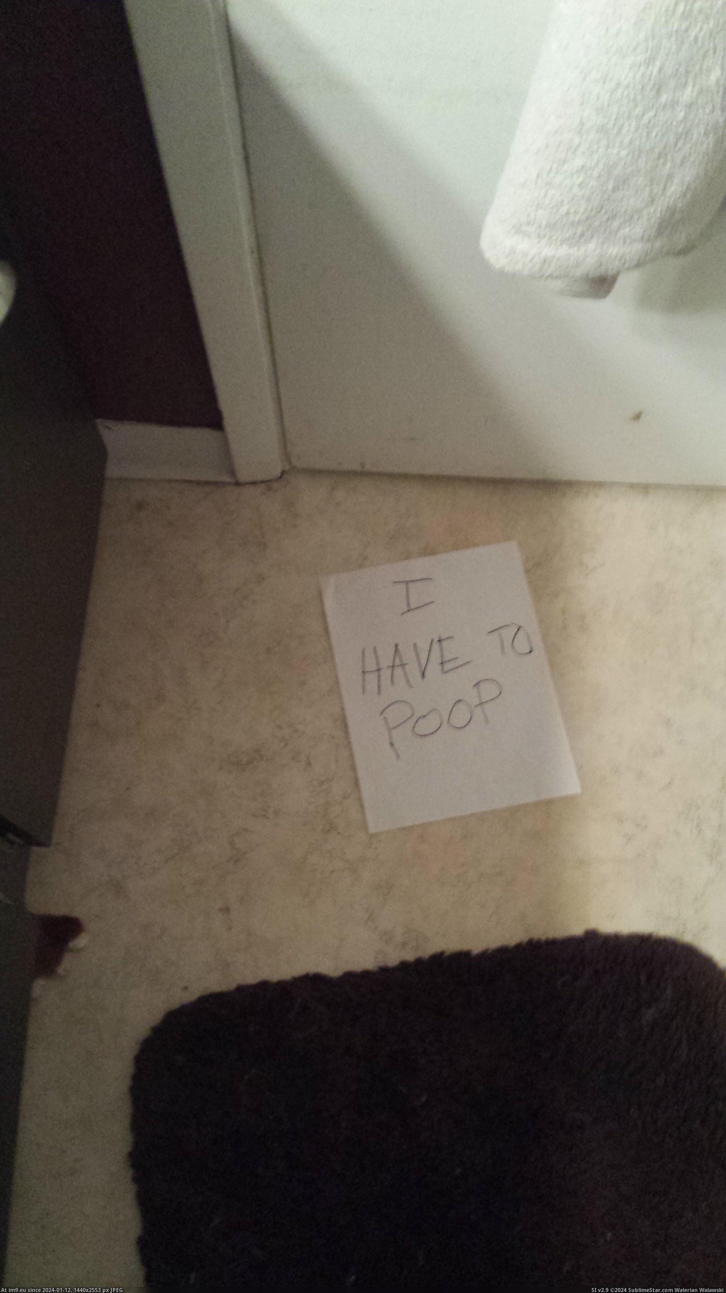 #Funny #One #House #Children #Father #Deaf #Bathroom #Kids #Living [Funny] As a deaf father to five children, living in a house with one bathroom. This is how my kids tell me they need to use the Pic. (Obraz z album My r/FUNNY favs))