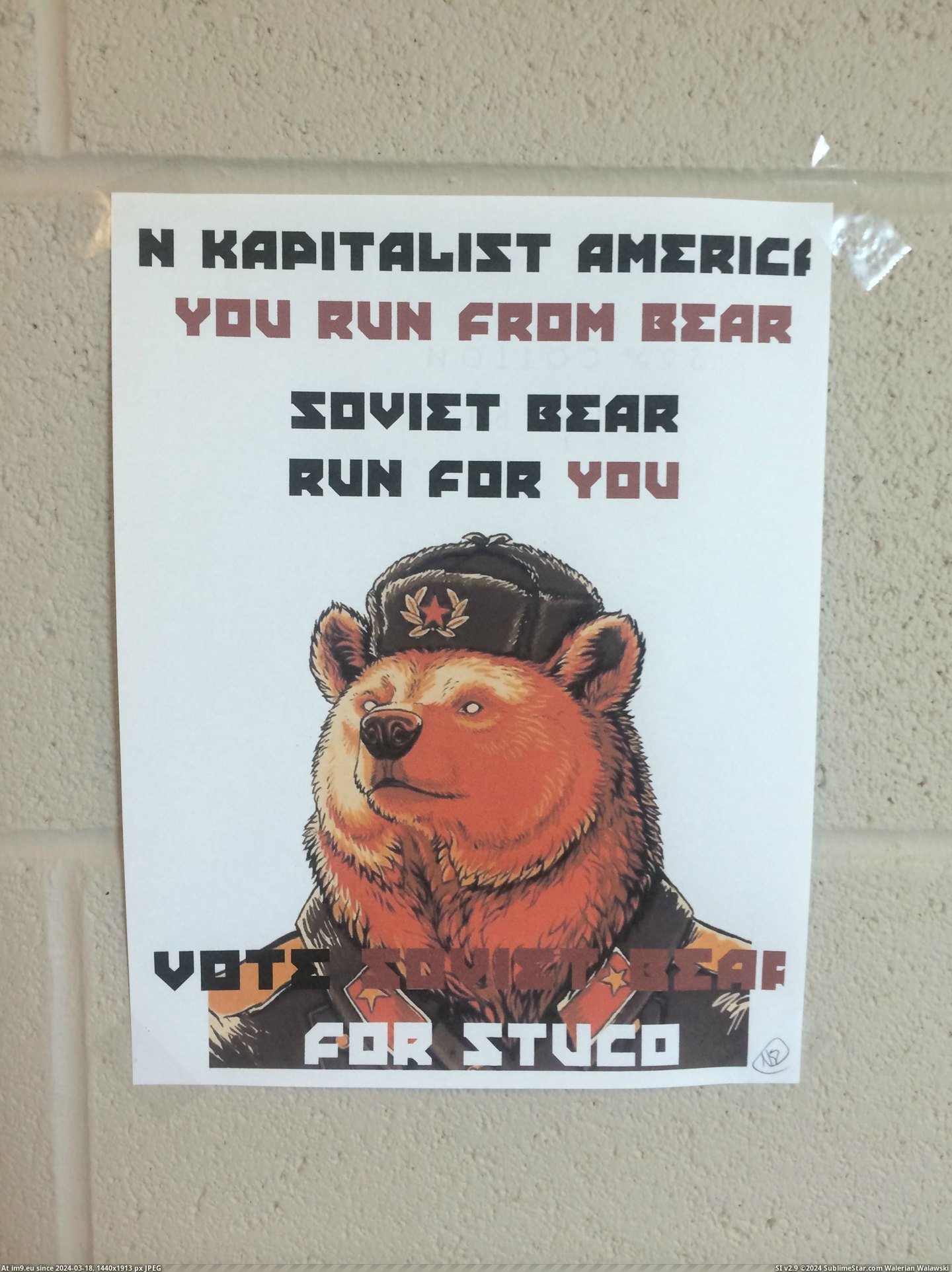 #Funny #School #Decided #Holding #Soviet #Council #Elections #Bear #Student #Run [Funny] So my school is holding elections for student council... and someone has decided to run as Soviet Bear 12 Pic. (Изображение из альбом My r/FUNNY favs))