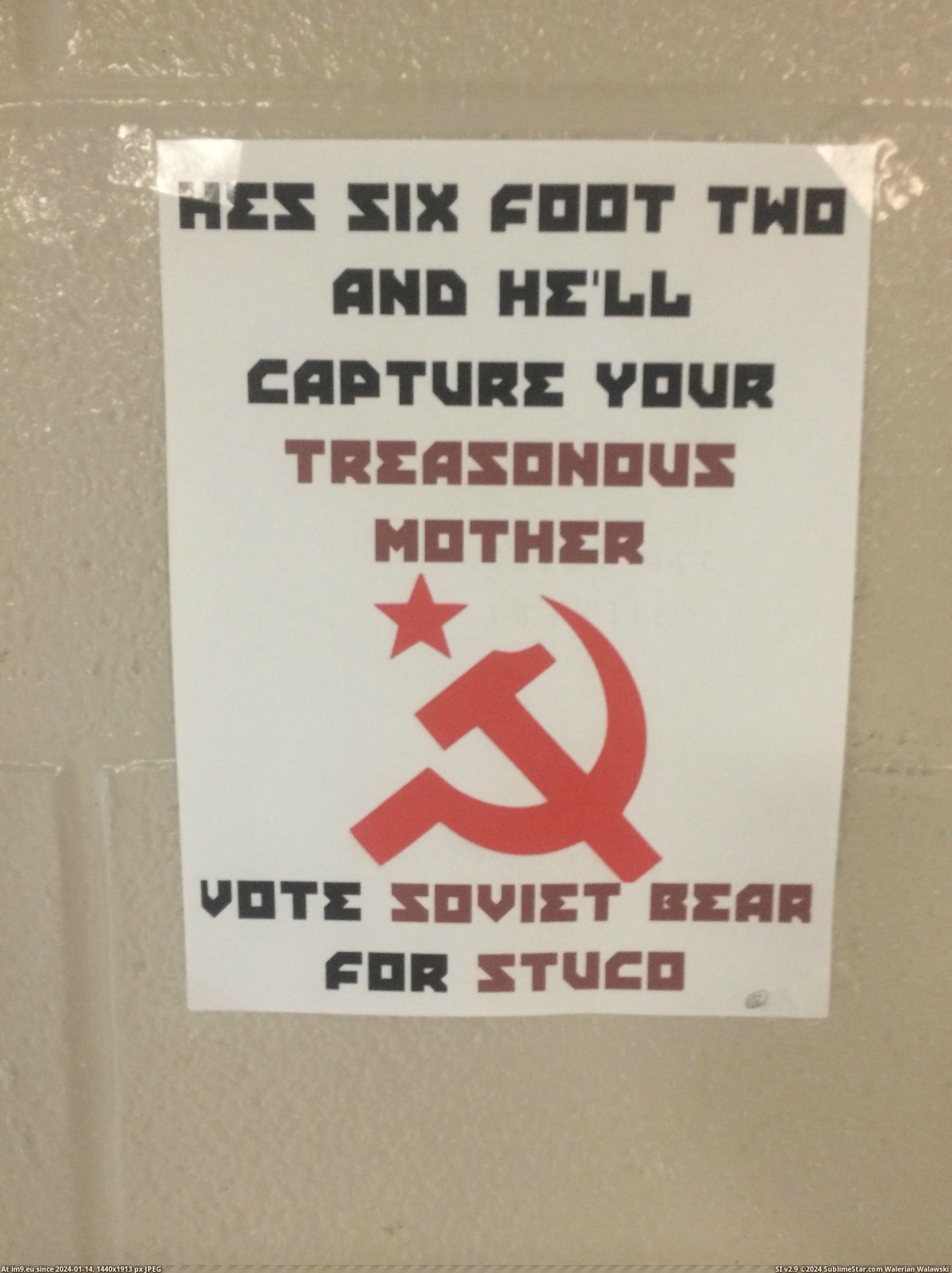 #Funny #School #Decided #Holding #Soviet #Council #Elections #Bear #Student #Run [Funny] So my school is holding elections for student council... and someone has decided to run as Soviet Bear 7 Pic. (Obraz z album My r/FUNNY favs))