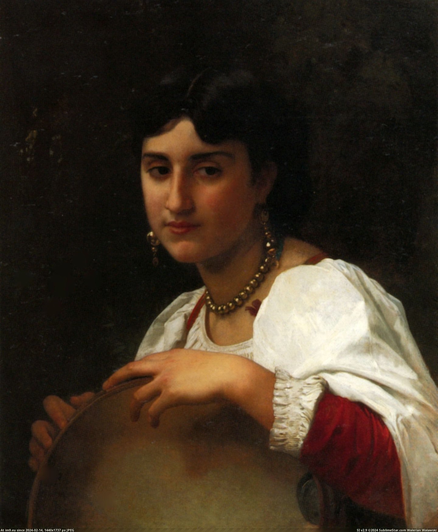 Litalienne Au Tambourin - William Adolphe Bouguereau (in William Adolphe Bouguereau paintings (1825-1905))