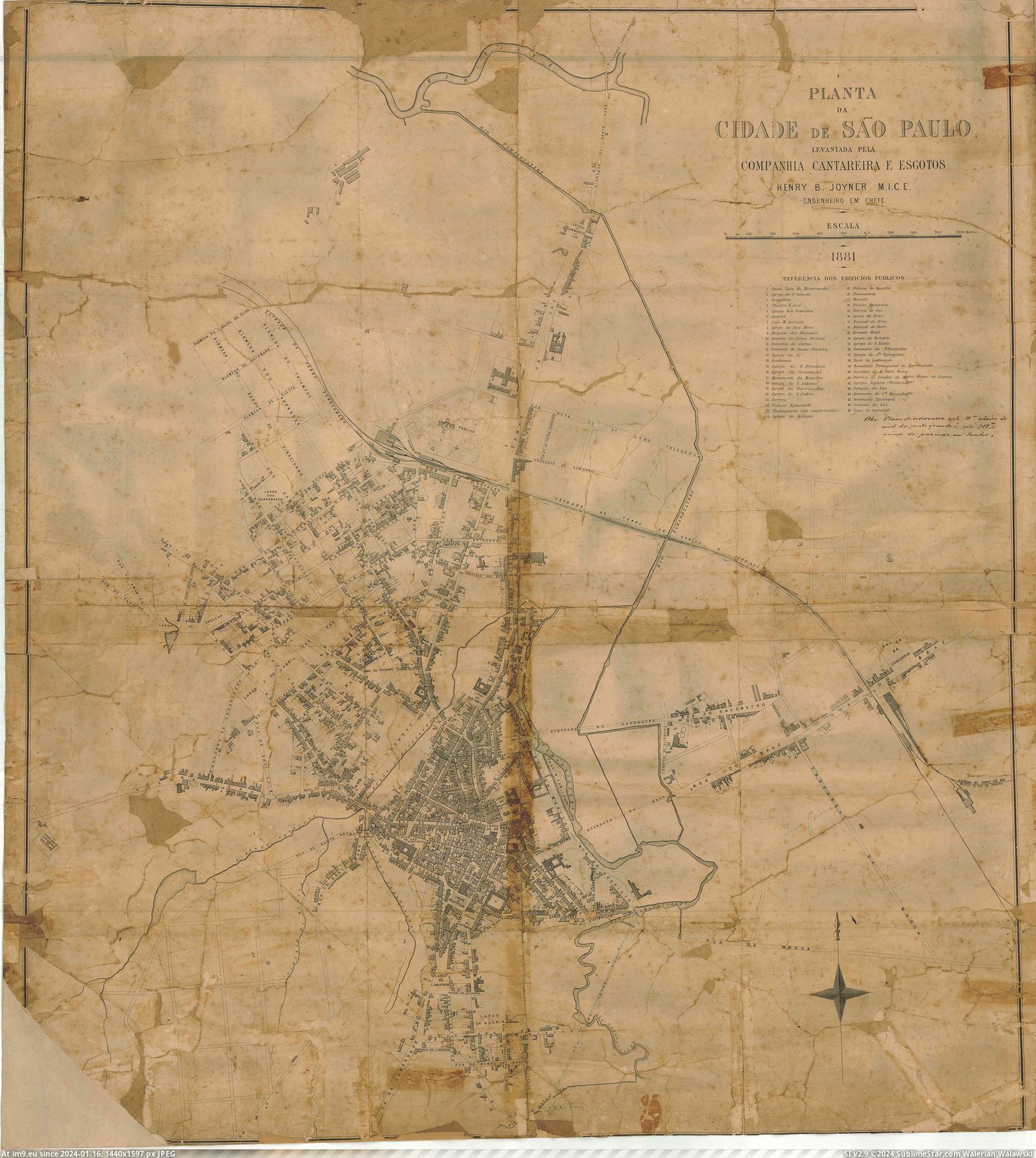 #Map #Brazil #Paulo #City [Mapporn] 1881 Map of the City of São Paulo, Brazil [6922x7690] Pic. (Bild von album My r/MAPS favs))