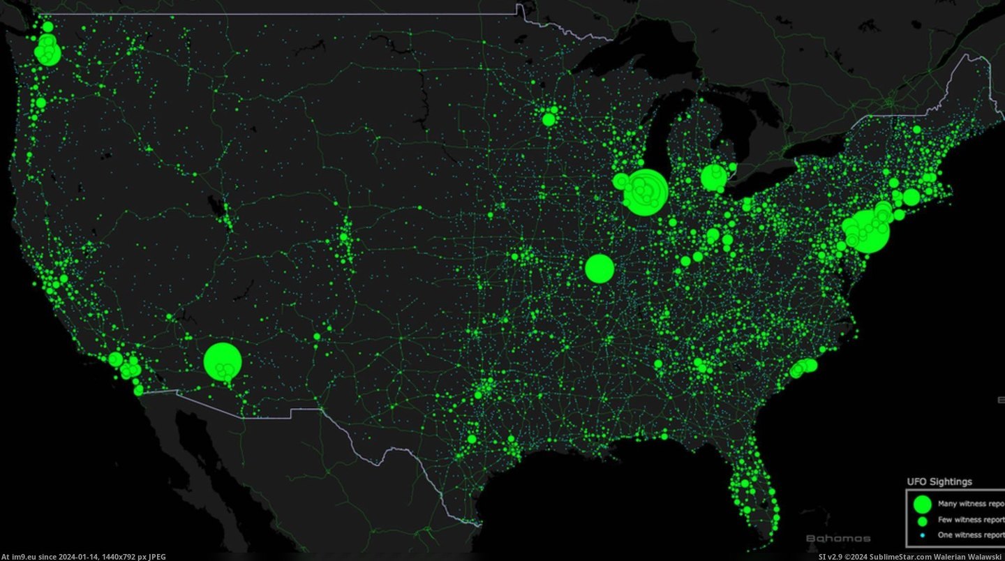  #American  [Mapporn] 90,000 American UFO sightings since 1905, mapped (1022x568) Pic. (Image of album My r/MAPS favs))