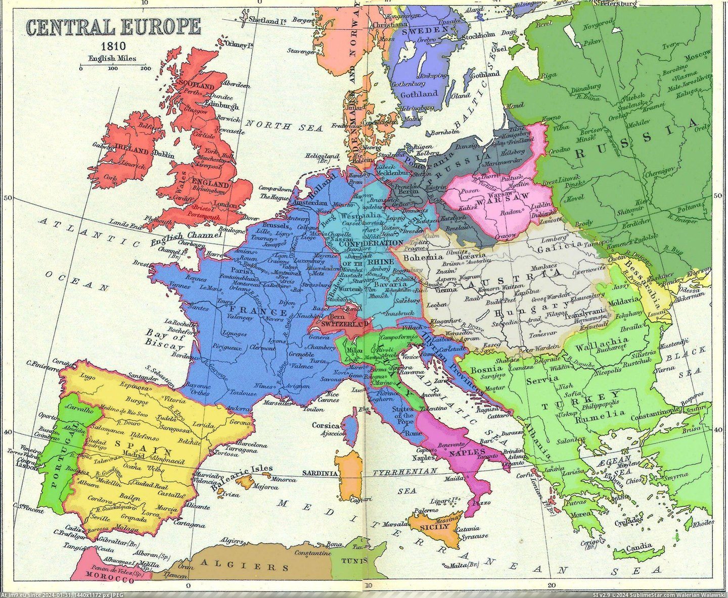 #Map #Coloured #Napoleonic #Europe [Mapporn] A coloured map of Napoleonic Europe [2286x1872] Pic. (Image of album My r/MAPS favs))
