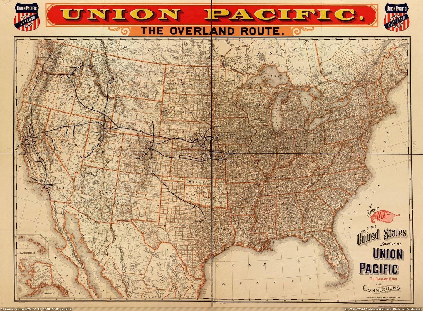#Map #Showing #States #United #Correct #Connections #Overland #Pacific #Union #Route #Published [Mapporn] 'A correct map of the United States showing the Union Pacific, the overland route and connections' Published in 1892 [ Pic. (Obraz z album My r/MAPS favs))