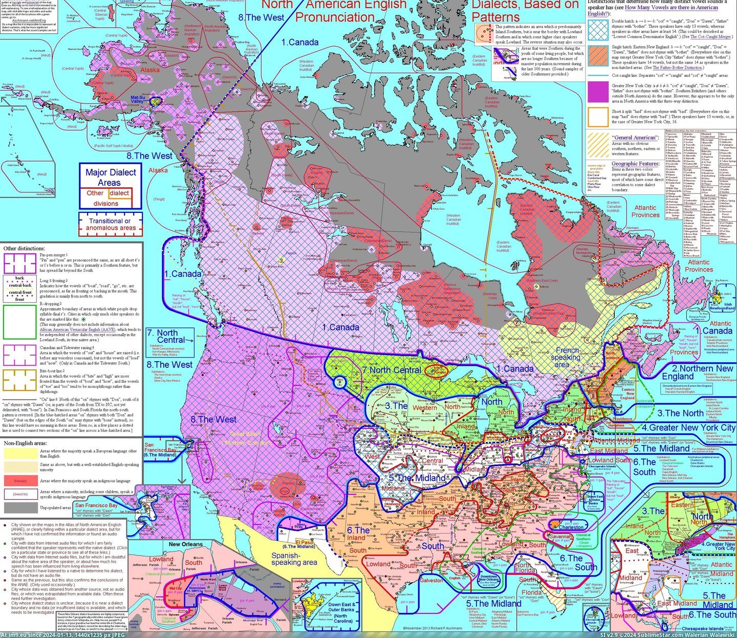 #Map #Full #North #Detailed #Dialects #2717x2342 #America #English #Article [Mapporn] A detailed map of English dialects in North America. Full article in comments. [2717x2342] Pic. (Image of album My r/MAPS favs))