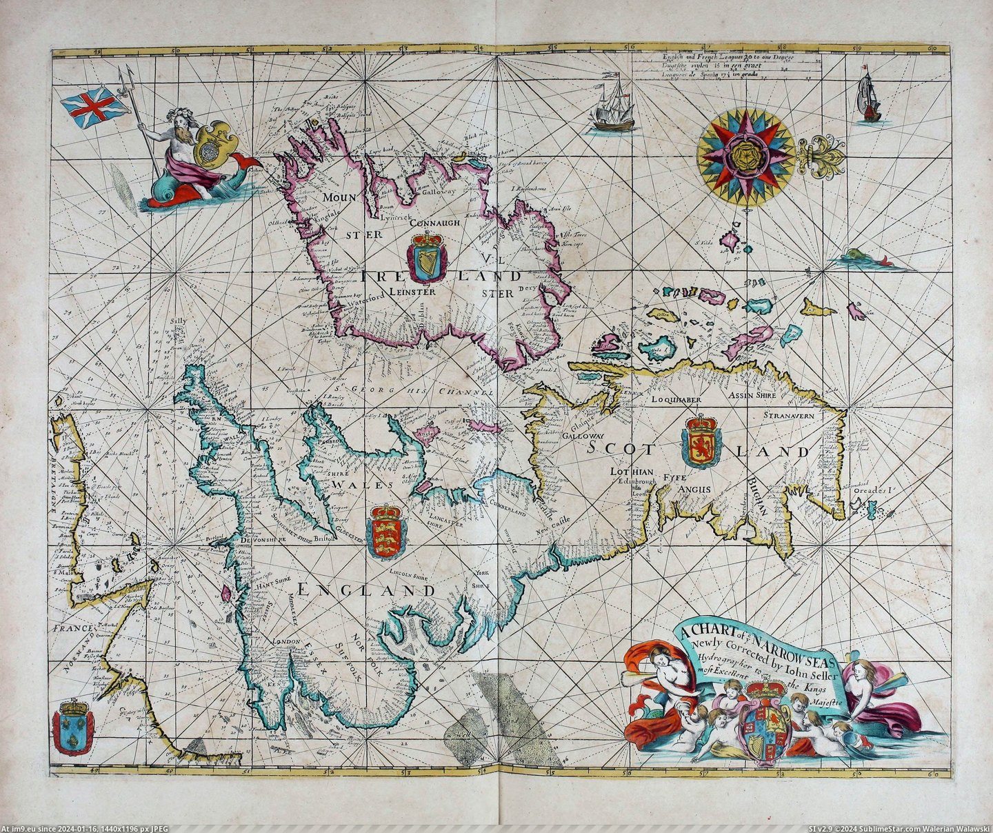 #King #John #Narrow #Seller #Chart #Detailed [Mapporn] A Detailed Navigation Chart Of The Narrow Seas from 1672 - By John Seller, The King's Hydrographer [4061x3384] Pic. (Image of album My r/MAPS favs))