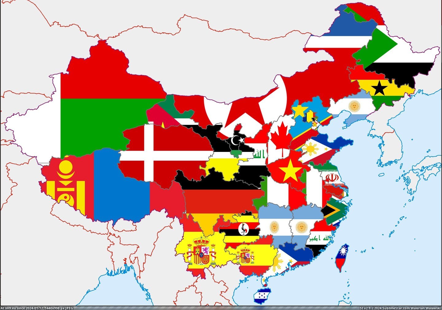 #Map #Showing #Population #Similar #Provinces #Country #China #Flag [Mapporn] A map showing China's population: each of its provinces has the flag of a country with a similar population [3109x2167 Pic. (Image of album My r/MAPS favs))