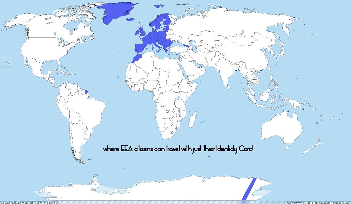 #Map #Shows #Citizens #Identity #Card #Travel [Mapporn] A map that shows where EEA citizens can travel with just their identity card [4500x2592] Pic. (Image of album My r/MAPS favs))