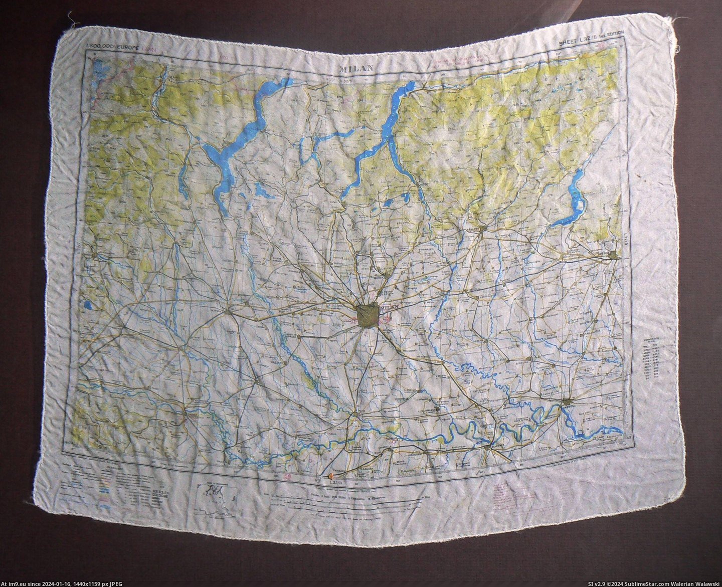 #Map #Area #Wwii #Silk #Escape #Milan [Mapporn] A WWII silk 'escape map' of the Milan area [2,355 x 1,908] Pic. (Bild von album My r/MAPS favs))