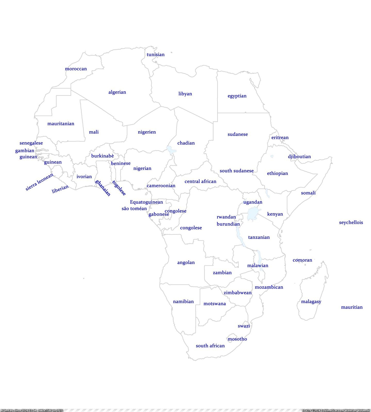 #Country  #African [Mapporn] African demonym's (what you call someone from a country) [2300x2545] Pic. (Obraz z album My r/MAPS favs))