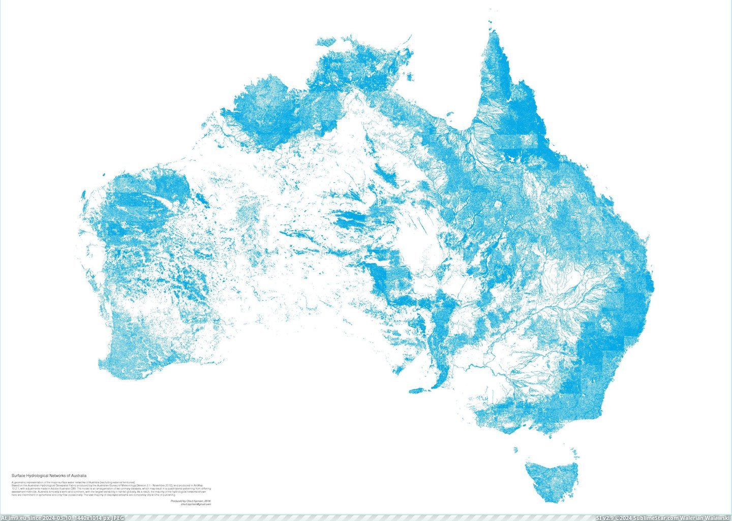 #Australia  #Streams [Mapporn] All the streams in Australia, and nothing else. [OC] [3372x2386] Pic. (Image of album My r/MAPS favs))