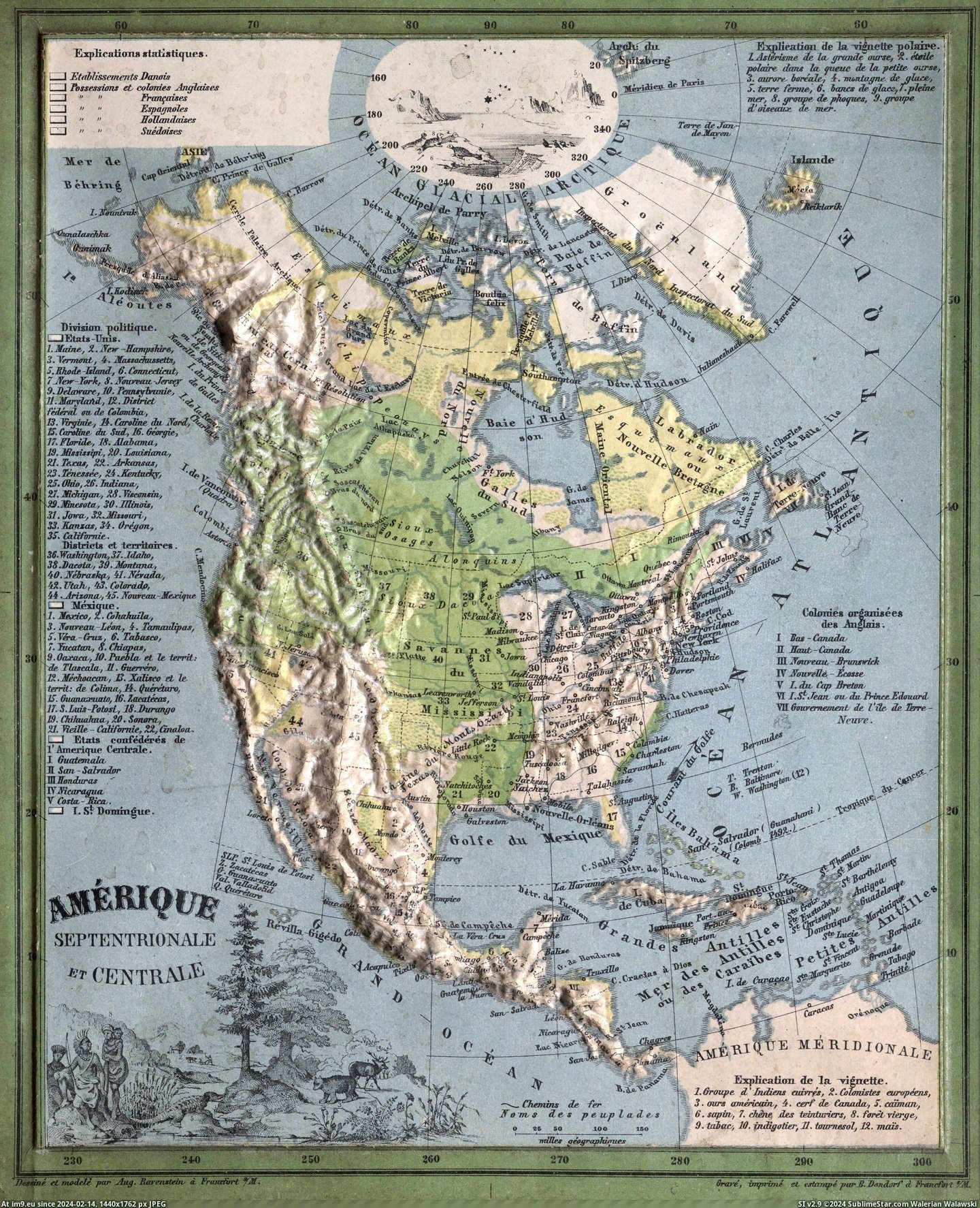 #Map #Hand #North #Colored #Relief #America #Raised #Central [Mapporn] Amérique Septentrionale et Centrale by August Ravenstein. Hand-colored, raised-relief map of North and Central America Pic. (Obraz z album My r/MAPS favs))