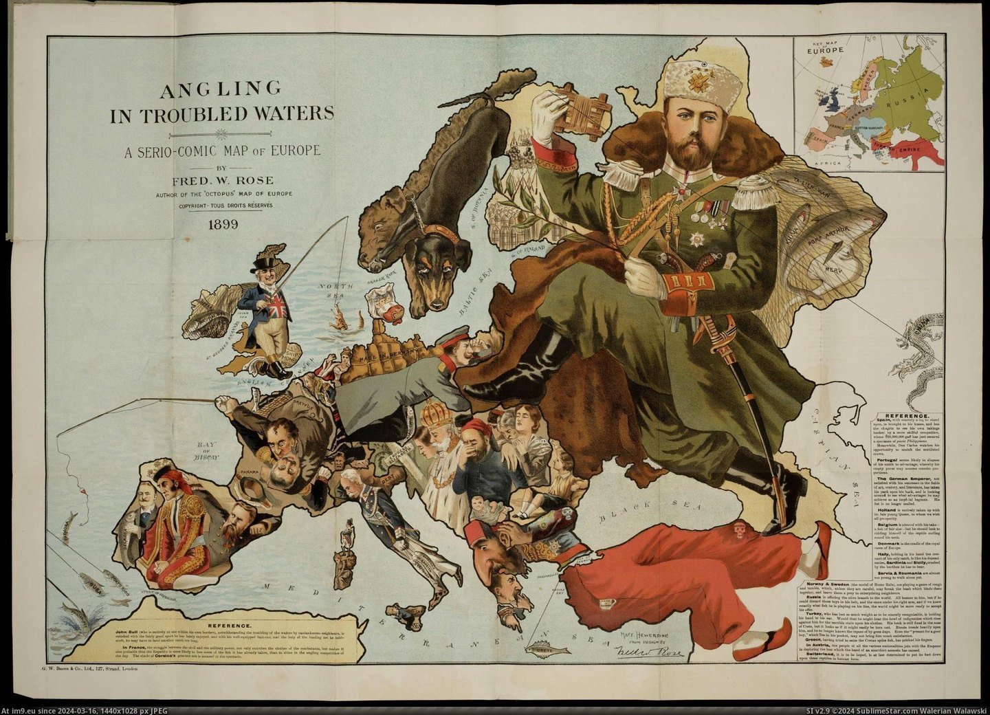 #Map #Europe #Rose #Troubled #Serio #Angling #Comic #Waters #Fred [Mapporn] 'Angling in Troubled Waters': a 'serio-comic' map of Europe by Fred W. Rose, 1899 (more in comments) [2279x1639] Pic. (Image of album My r/MAPS favs))