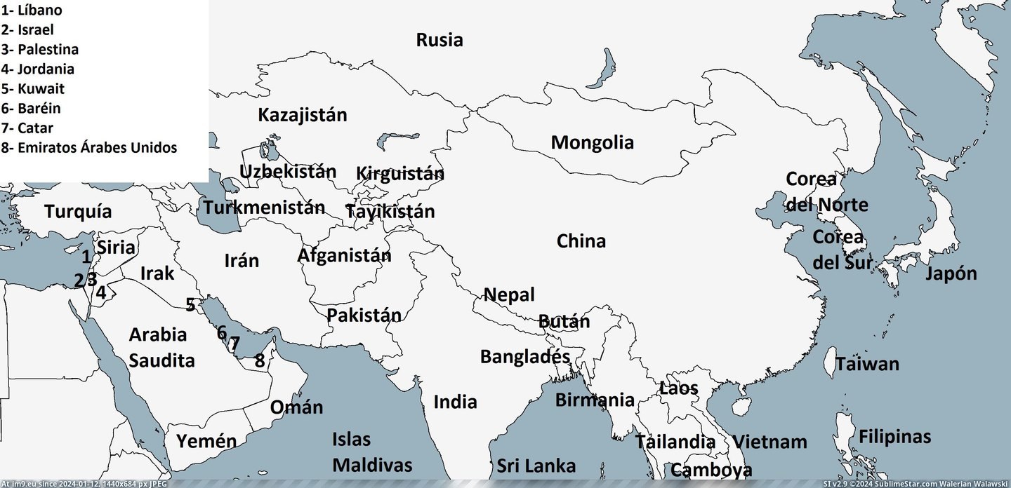 #Asia  #Spanish [Mapporn]  Asia in Spanish [3030x1452] Pic. (Obraz z album My r/MAPS favs))