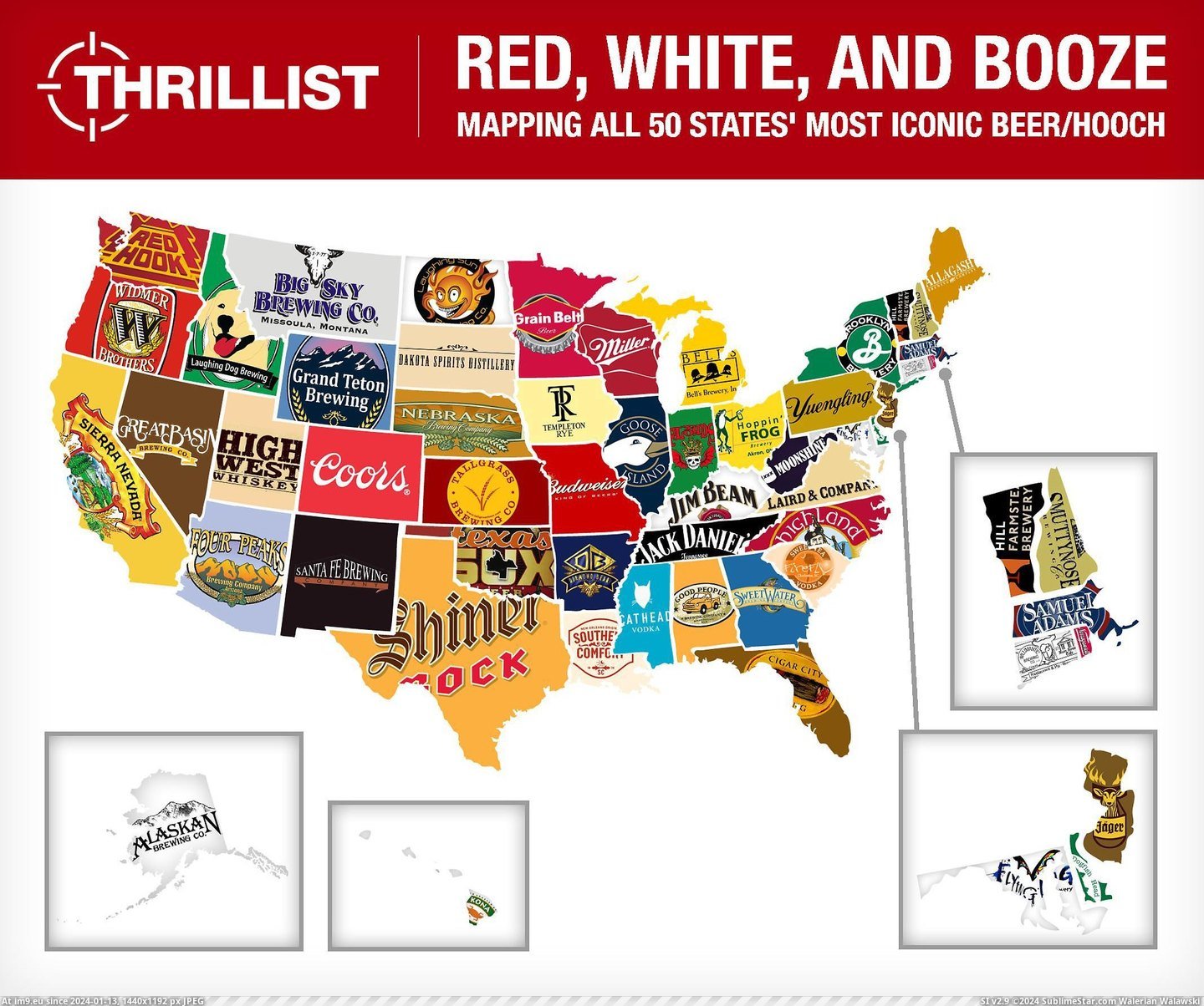 #White #Map #Red #Booze #Mapping #Hooch #States #Beer #Iconic [Mapporn] Booze map | 'Red, White, & Booze: Mapping all 50 US states by its most iconic beer-hooch' [2134x1778] Pic. (Obraz z album My r/MAPS favs))