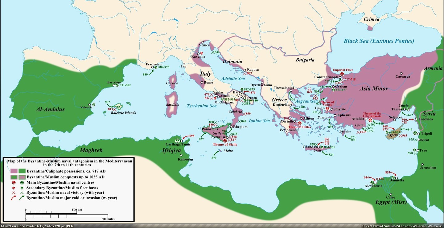 [Mapporn] Byzantine-Arab naval struggle in the 7th to 11th centuries [2552x1303] (in My r/MAPS favs)