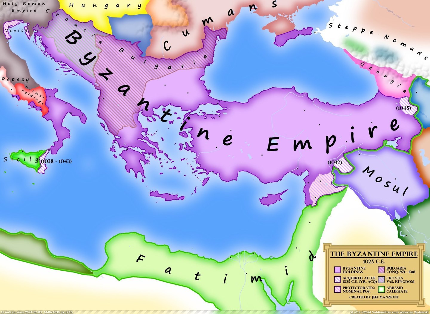 #Empire  #Byzantine [Mapporn] Byzantine Empire at 1025 A.D. made by me [2200x1600] Pic. (Bild von album My r/MAPS favs))