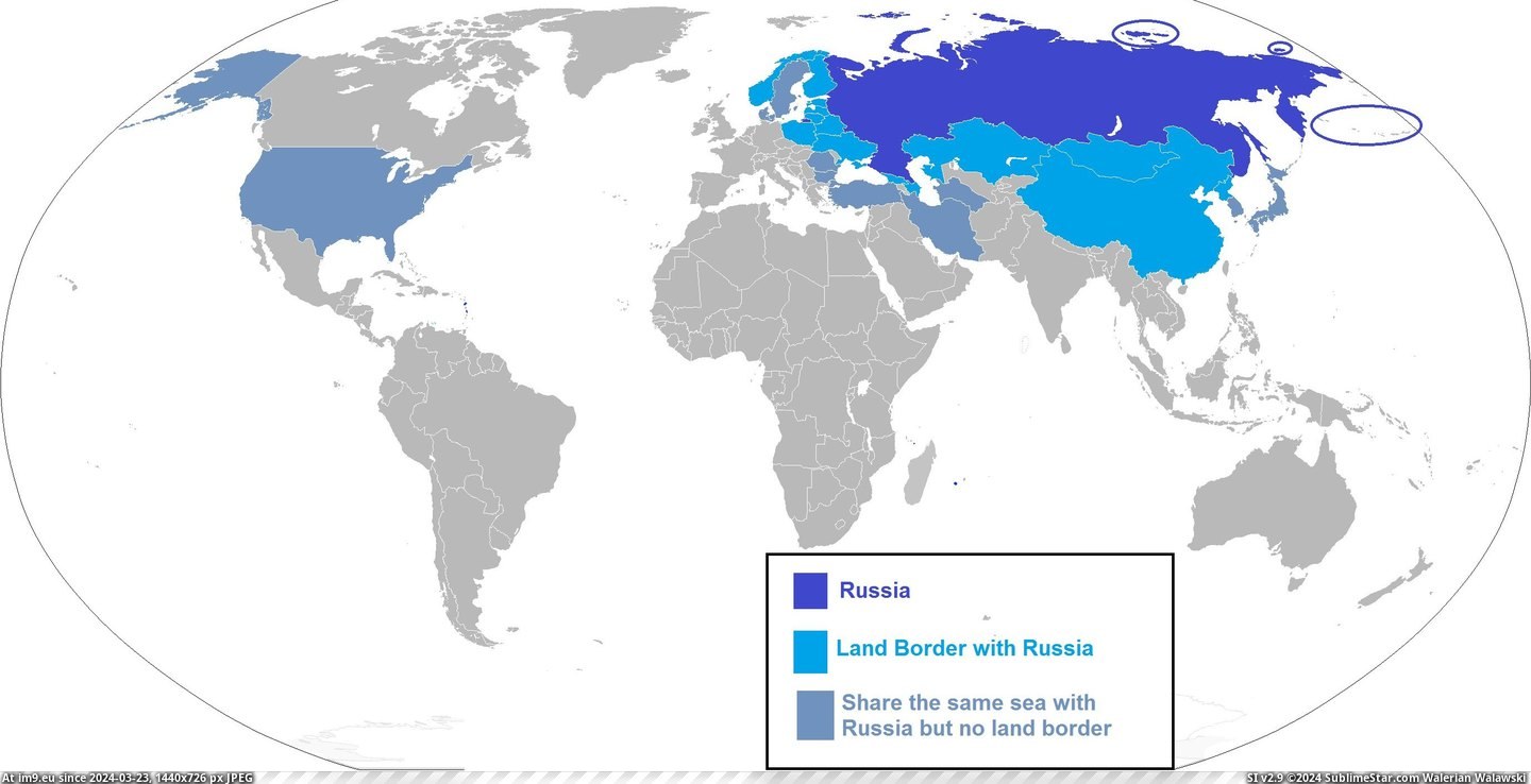 #Countries #Sea #Common #2753x1400 #Russia #Land [Mapporn] Countries that border Russia with common sea and land border [2753x1400] Pic. (Bild von album My r/MAPS favs))