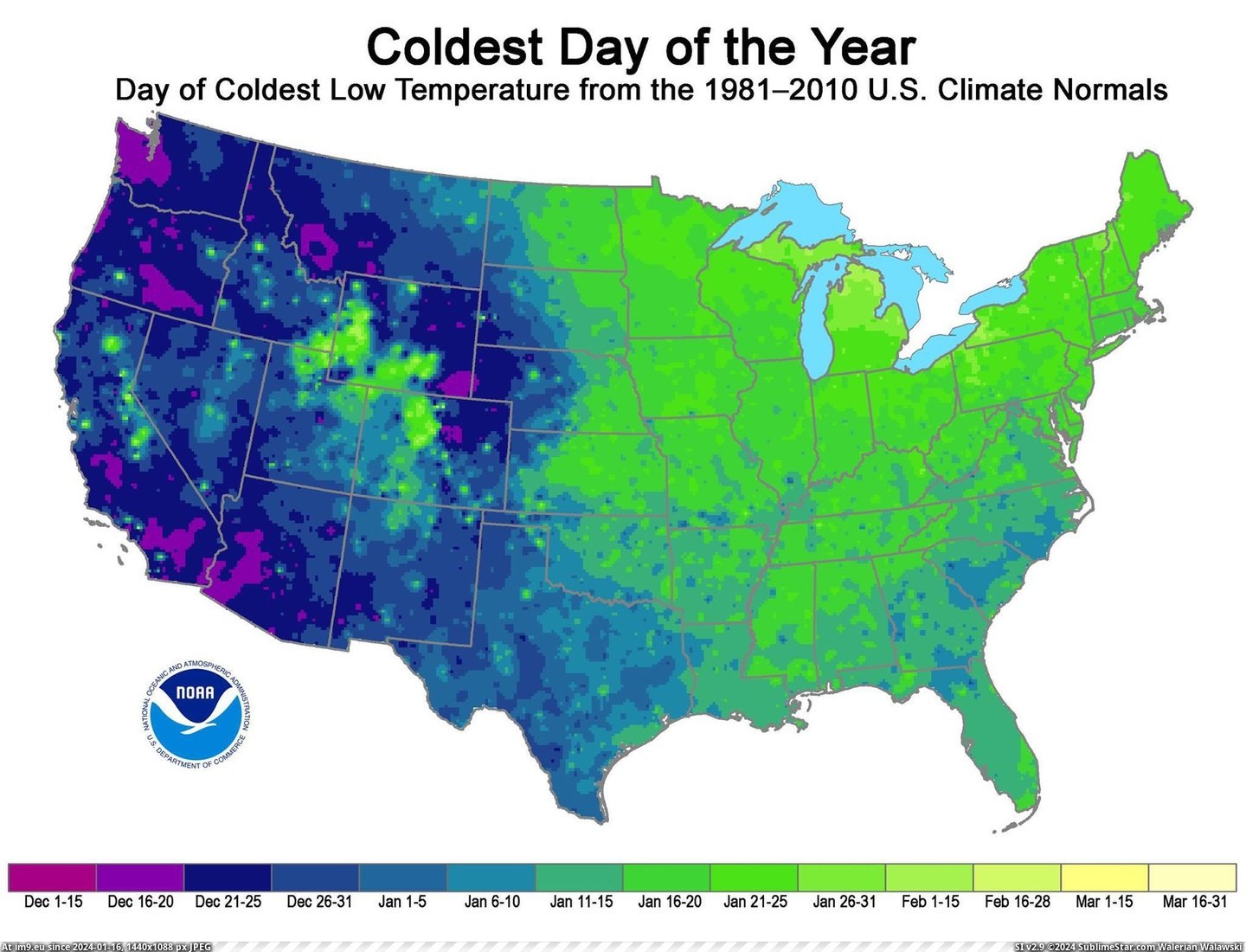 #Day #Year #Locations #Dates #States #United [Mapporn] Dates and Locations of the coldest day of the year in the United States [2048x1560] Pic. (Bild von album My r/MAPS favs))