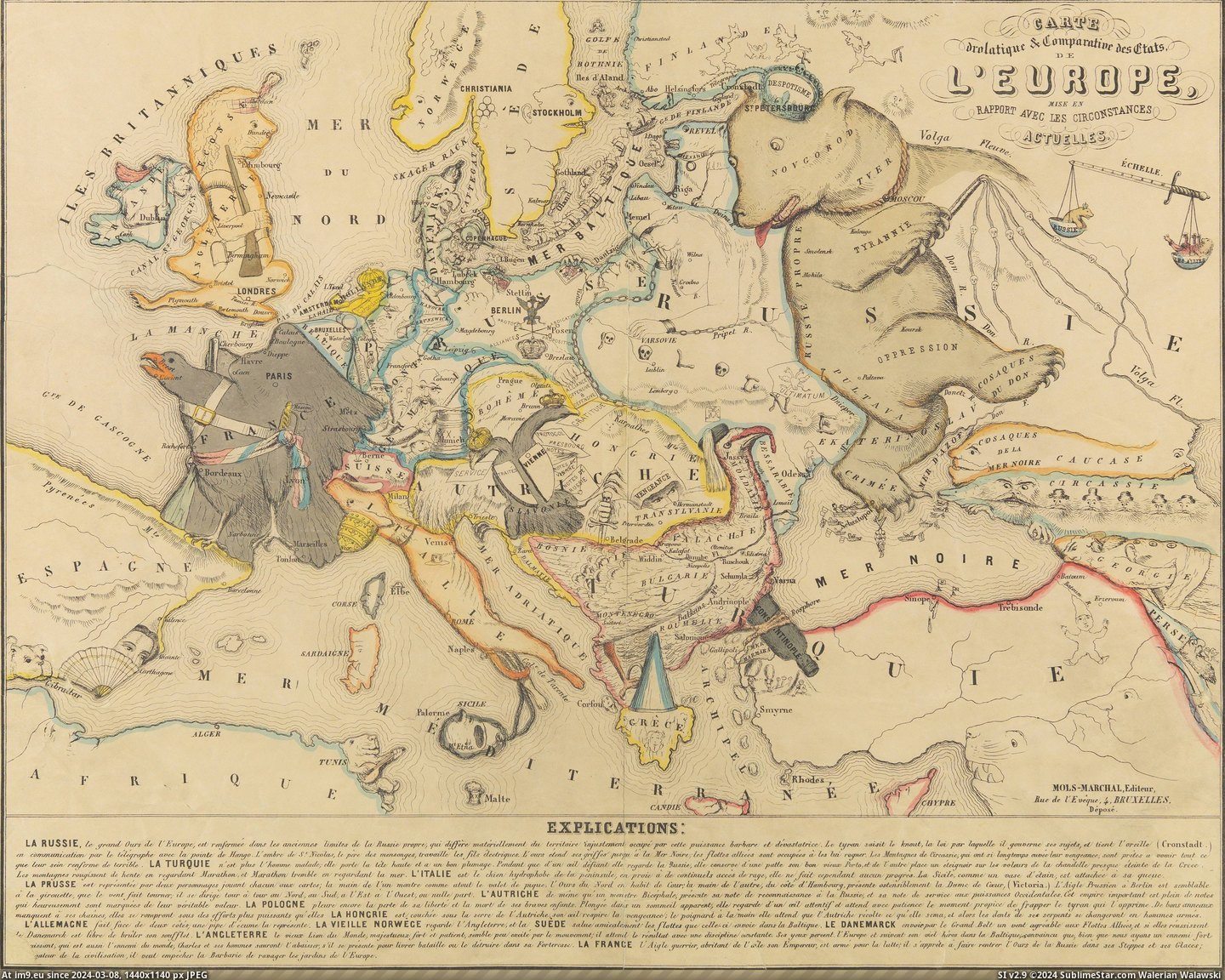#Map #Europe #Ish #Early #Silly [Mapporn] Early 19thC 'silly' map of Europe [4393x3492] [OC-ish] Pic. (Bild von album My r/MAPS favs))