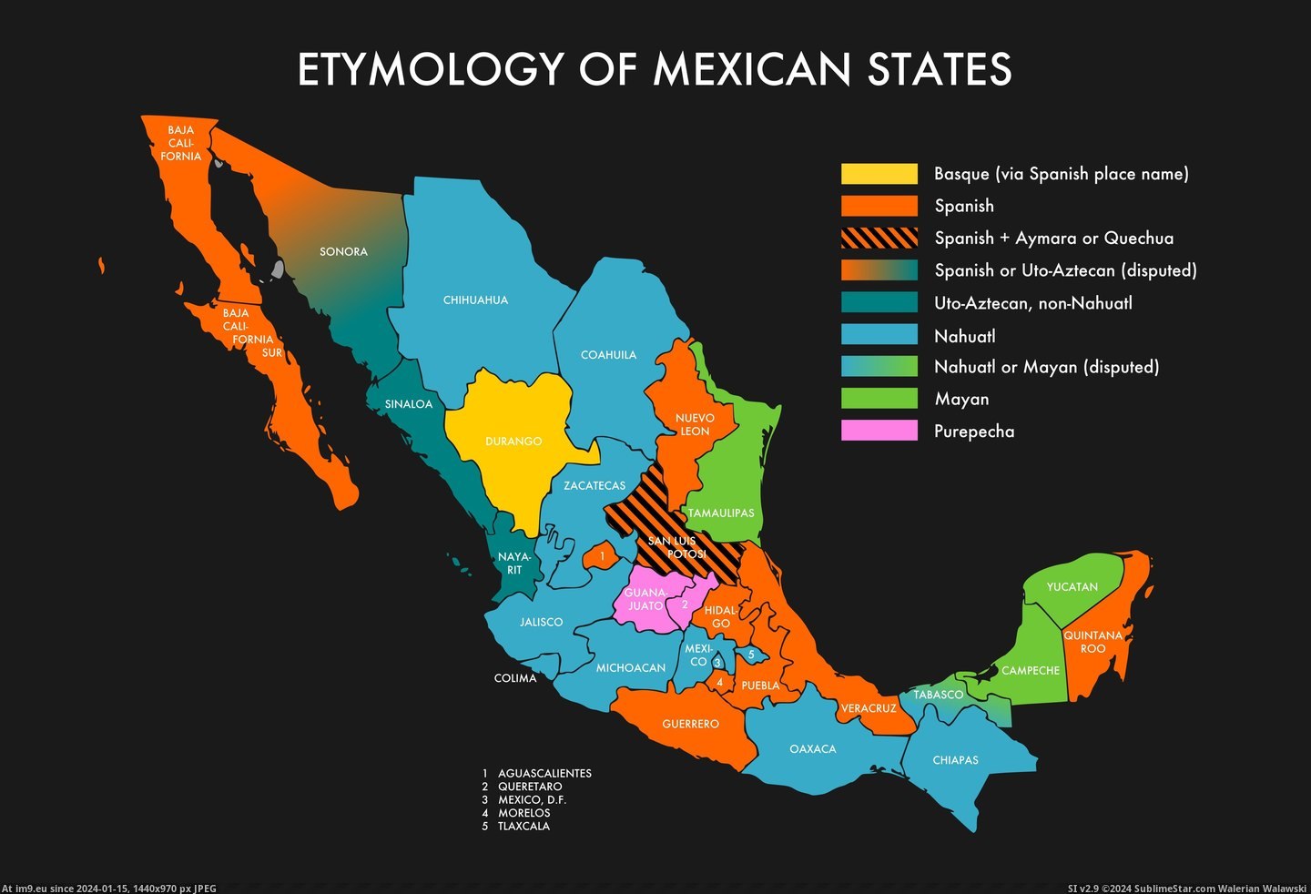 #State #Names #Etymology #Mexican [Mapporn] Etymology of Mexican State Names [4140x2801] [OC] Pic. (Obraz z album My r/MAPS favs))