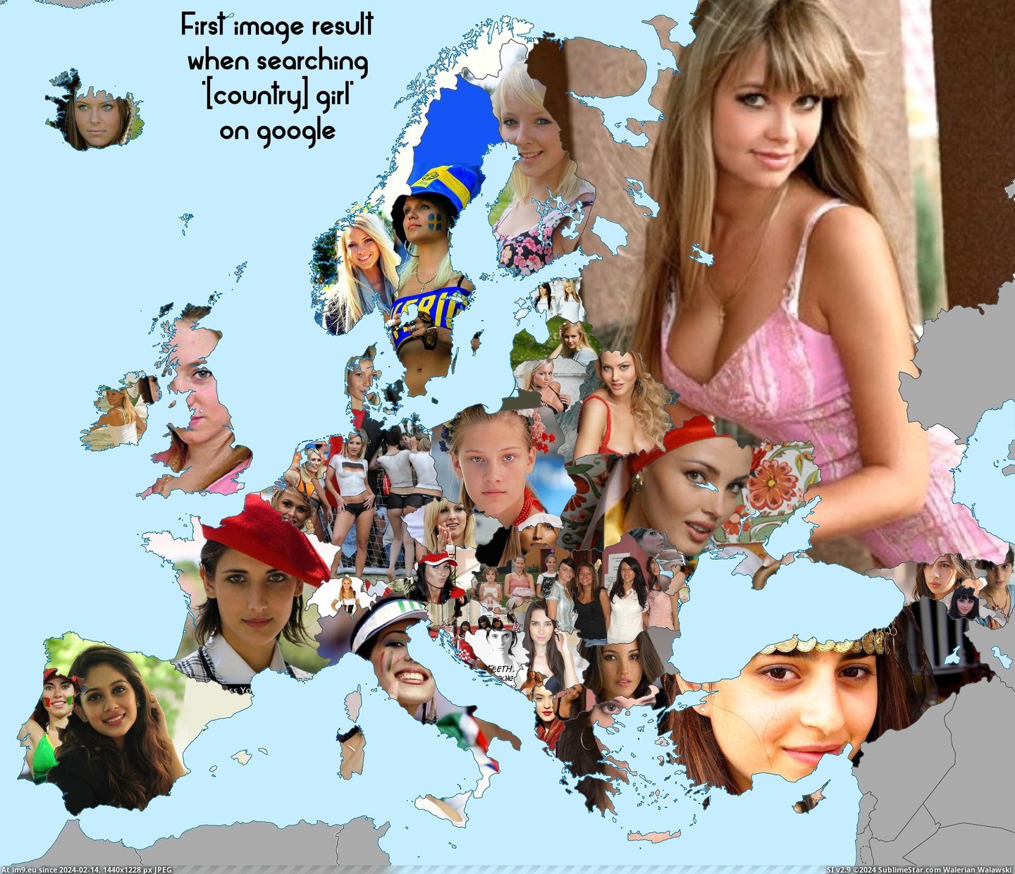 #Image #Girl #Country #Result #Searching #Map #Europe [Mapporn] Europe map with the first image result when searching '[country] girl]' [OC] [5000x4275] Pic. (Изображение из альбом My r/MAPS favs))