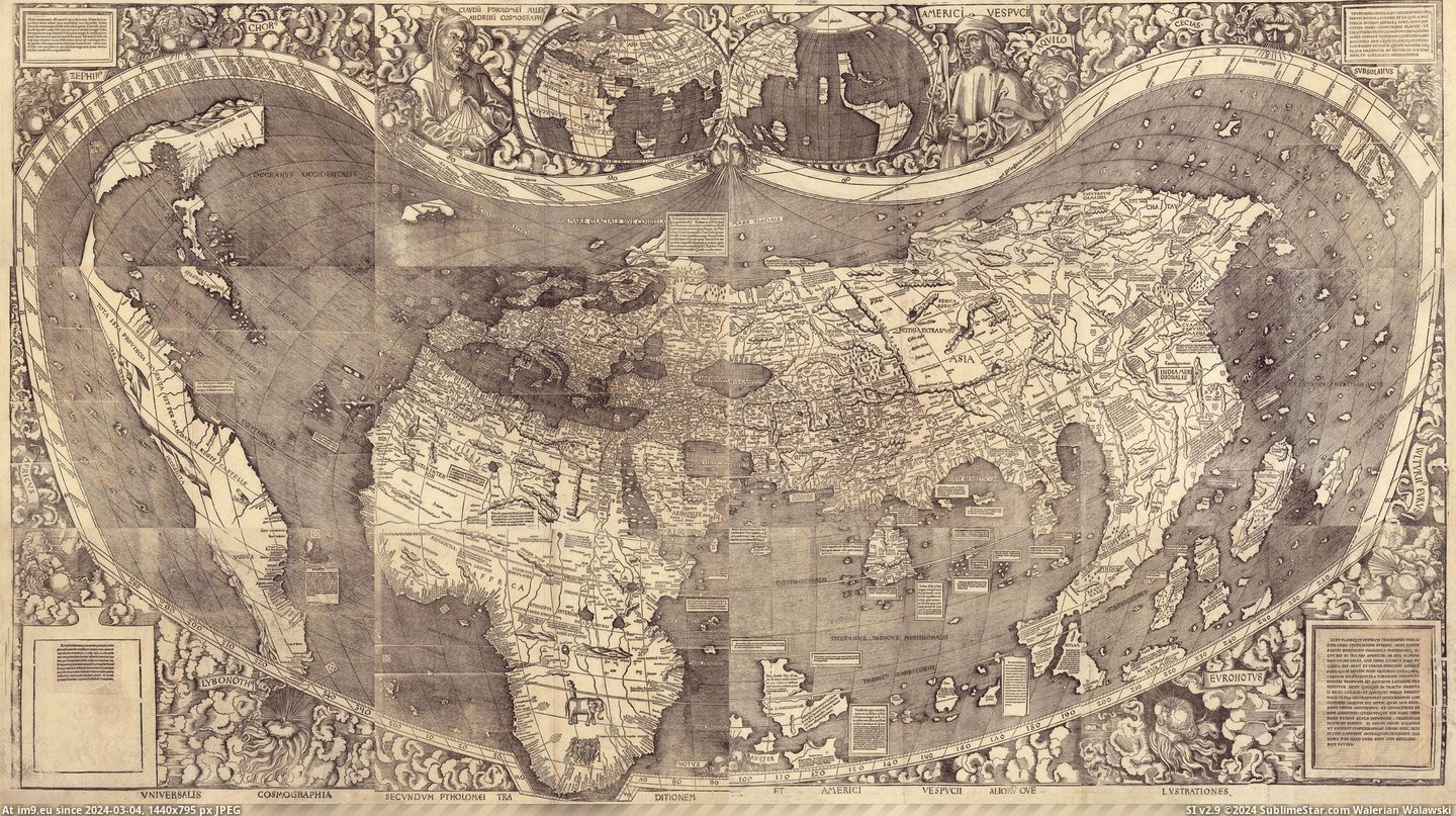 #Show #America #Map [Mapporn] First map to show 'America', 1507 [2326x1296] Pic. (Obraz z album My r/MAPS favs))