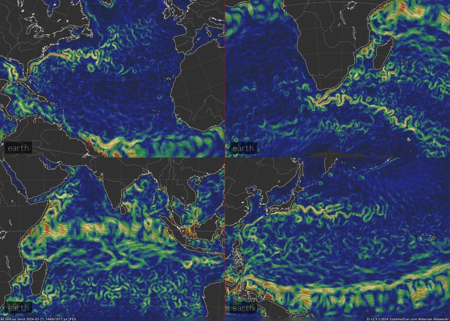 #Speed #Currents #Oceanic #Flow [Mapporn] Flow and speed of oceanic currents [2560x1820] Pic. (Bild von album My r/MAPS favs))