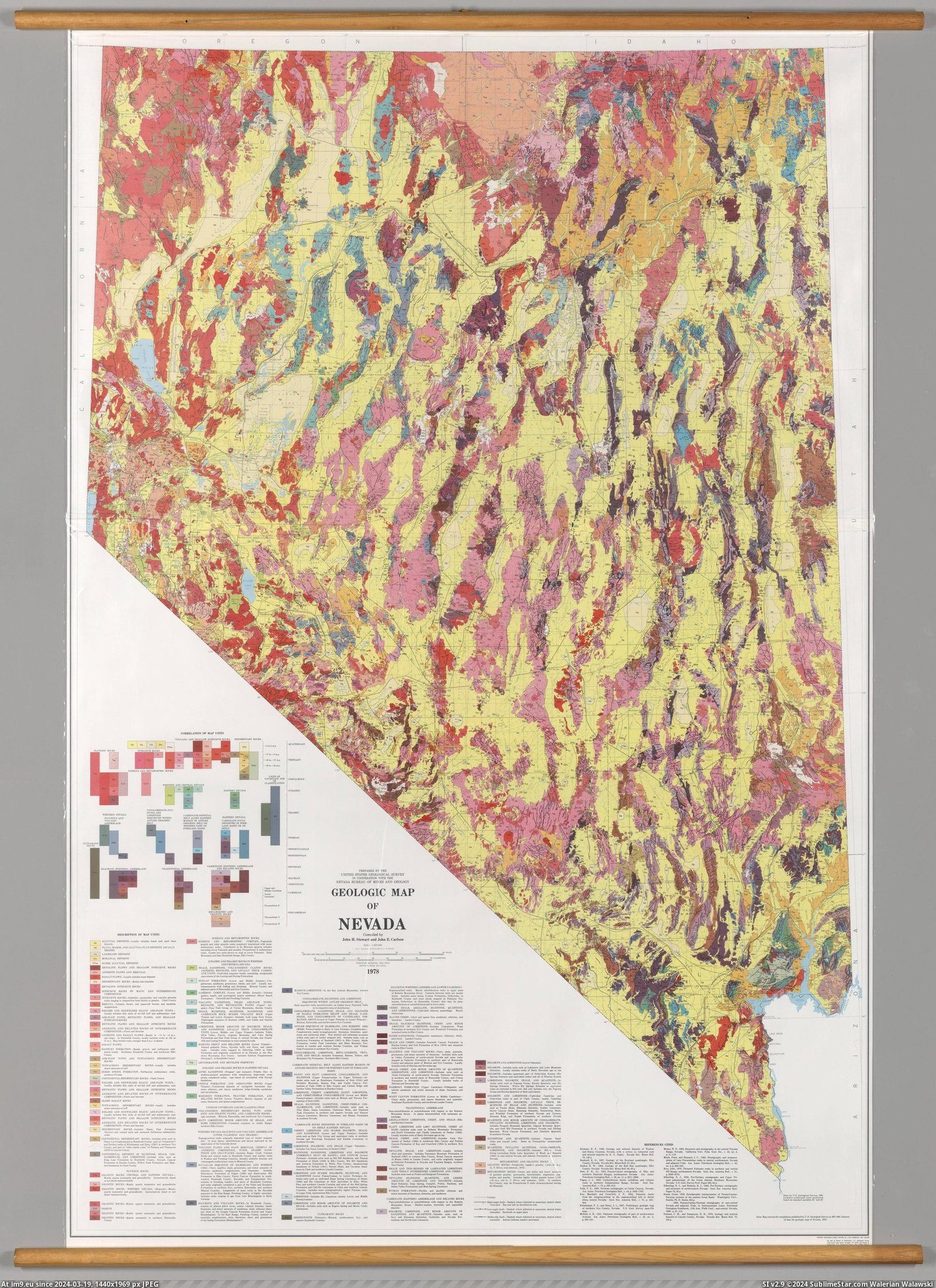 #Map #Nevada #Carlson #Stewart #Geologic [Mapporn] Geologic Map of Nevada, made in 1978 by J. Stewart and J. Carlson [2687x3686] Pic. (Obraz z album My r/MAPS favs))