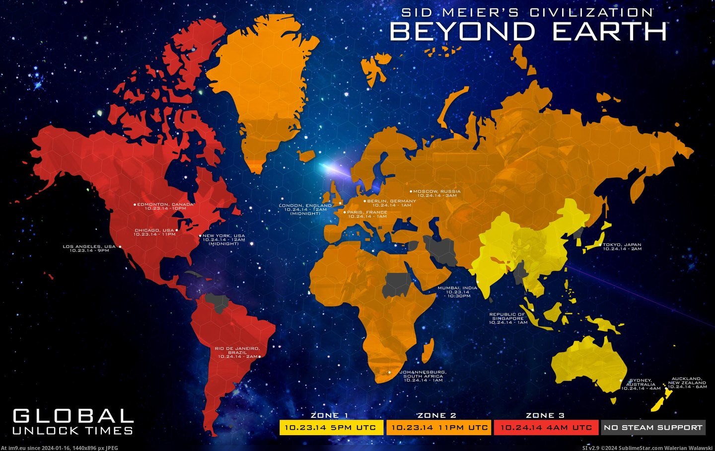 #Game #Release #Global [Mapporn] Global release times for new game [3840x2400] Pic. (Image of album My r/MAPS favs))