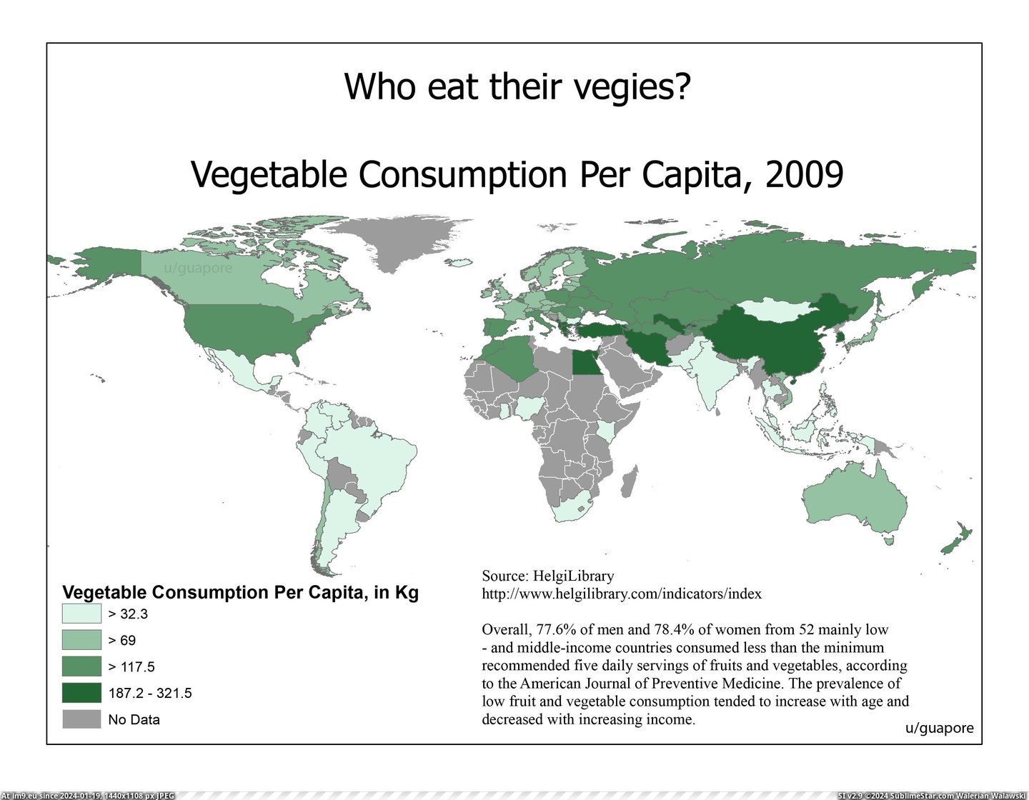 #Global #Consumption #Vegetable #Capita [Mapporn] Global vegetable consumption per capita, 2009 [3301x2551][OS] Pic. (Image of album My r/MAPS favs))