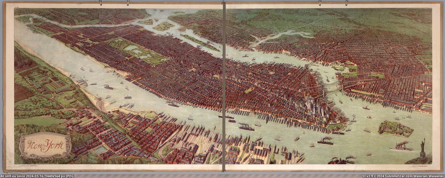 #Eye #York #Manhattan #Greater #Highly #Birds #Detailed [Mapporn] Highly detailed birds-eye view of Manhattan and greater New York - Made around 1900 by Josef Klemm [6403x2518] Pic. (Image of album My r/MAPS favs))