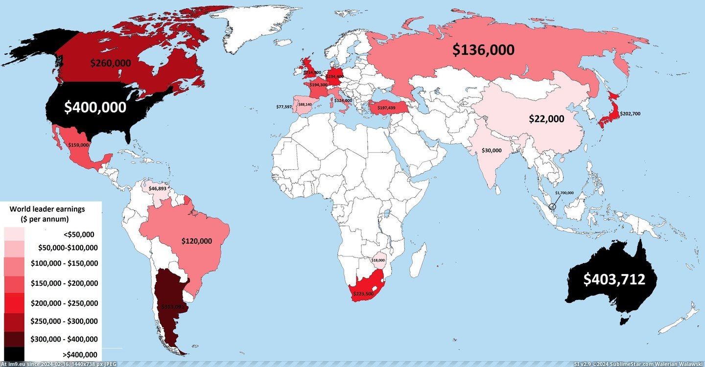 #World #Earn #Leaders [Mapporn] How much do world leaders earn? [4160x2144] Pic. (Bild von album My r/MAPS favs))