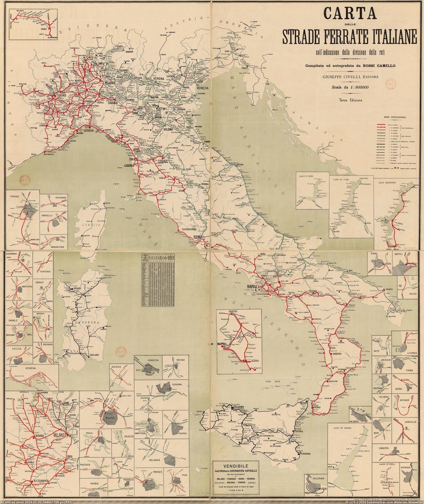 #Map #Railway #Network #Italian [Mapporn] Italian railway network map in 1885 [2100x2500] Pic. (Image of album My r/MAPS favs))
