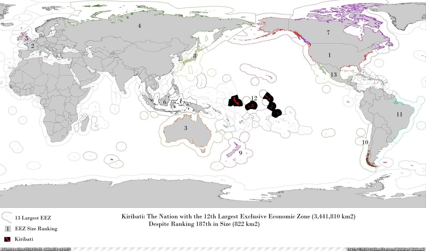 #Part #Geographic #Exclusive #Zone #Economic [Mapporn] Kiribati's Geographic Anomalies - Part 3: Exclusive Economic Zone [1236x726] Pic. (Изображение из альбом My r/MAPS favs))