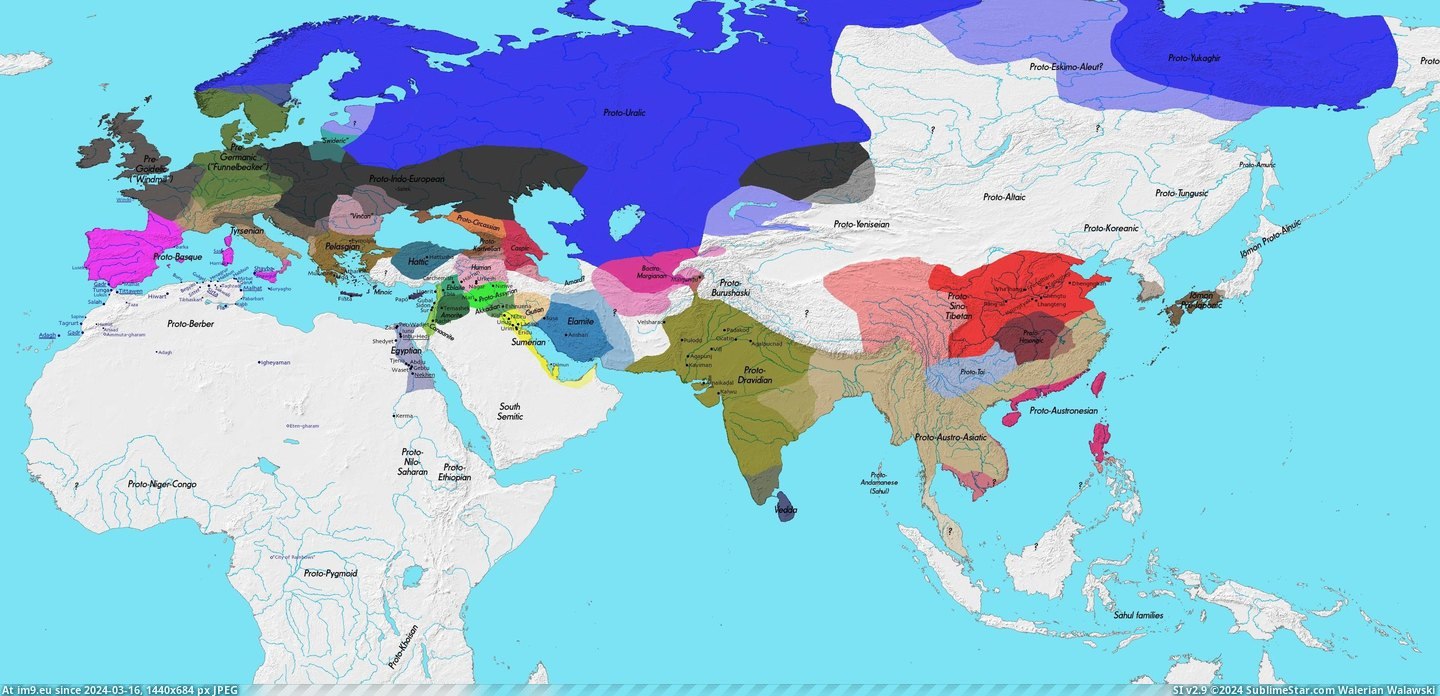 #Map  #Language [Mapporn] Language Map 3000 BC [1416x679] Pic. (Image of album My r/MAPS favs))