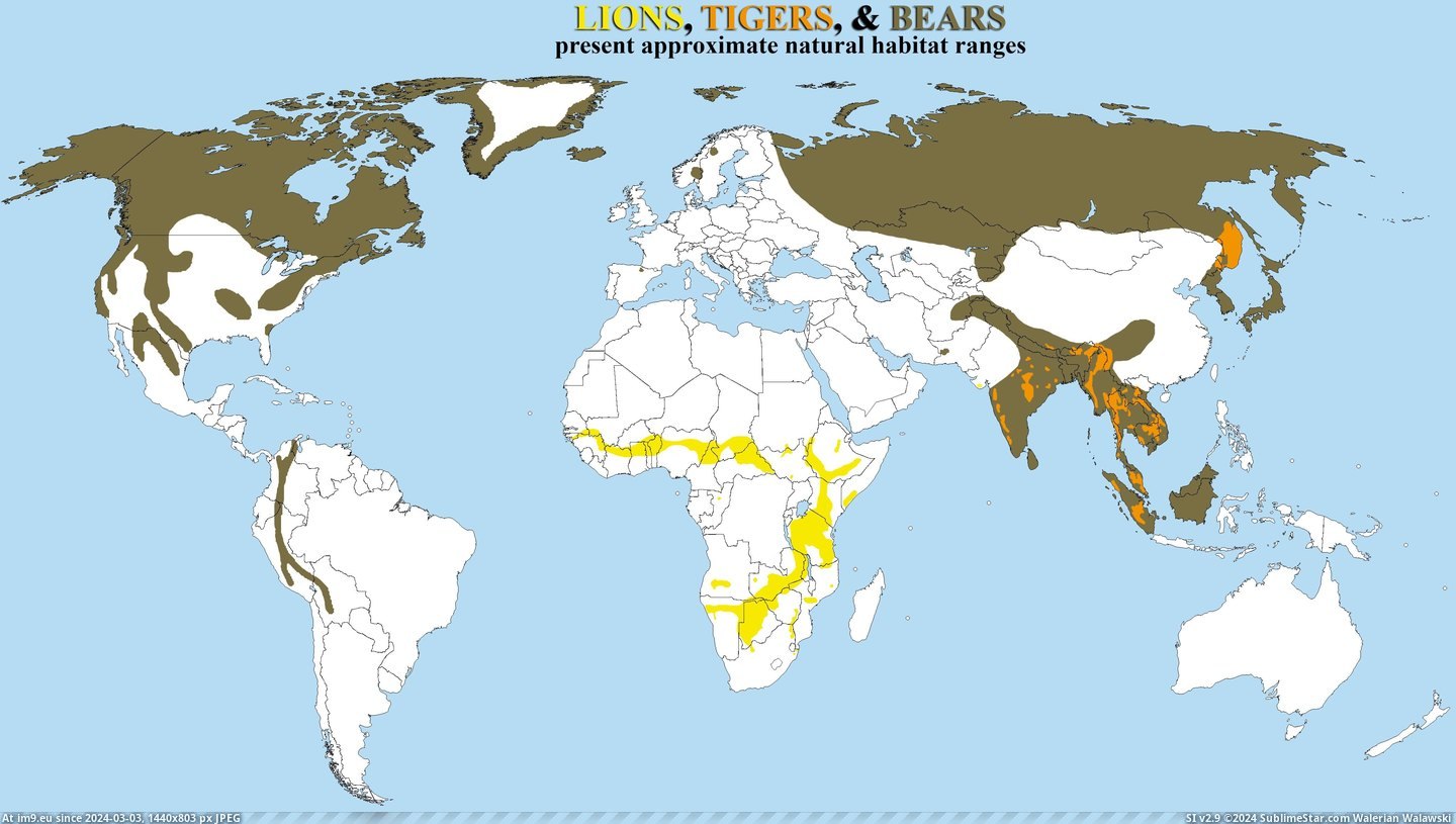 #Bears #Tigers #Lions [Mapporn] Lions, Tigers, & Bears! [OC][4144x2323] Pic. (Изображение из альбом My r/MAPS favs))