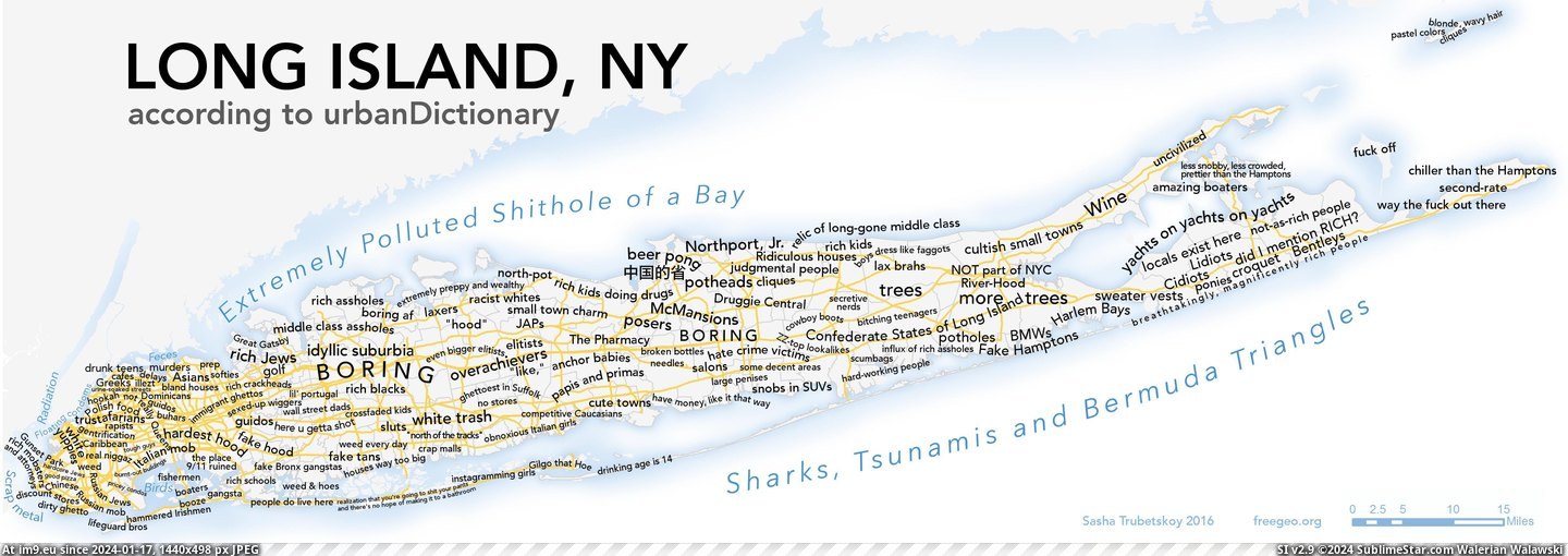 [Mapporn] Long Island, according to Urban Dictionary [OS] [4942x1722] (in My r/MAPS favs)